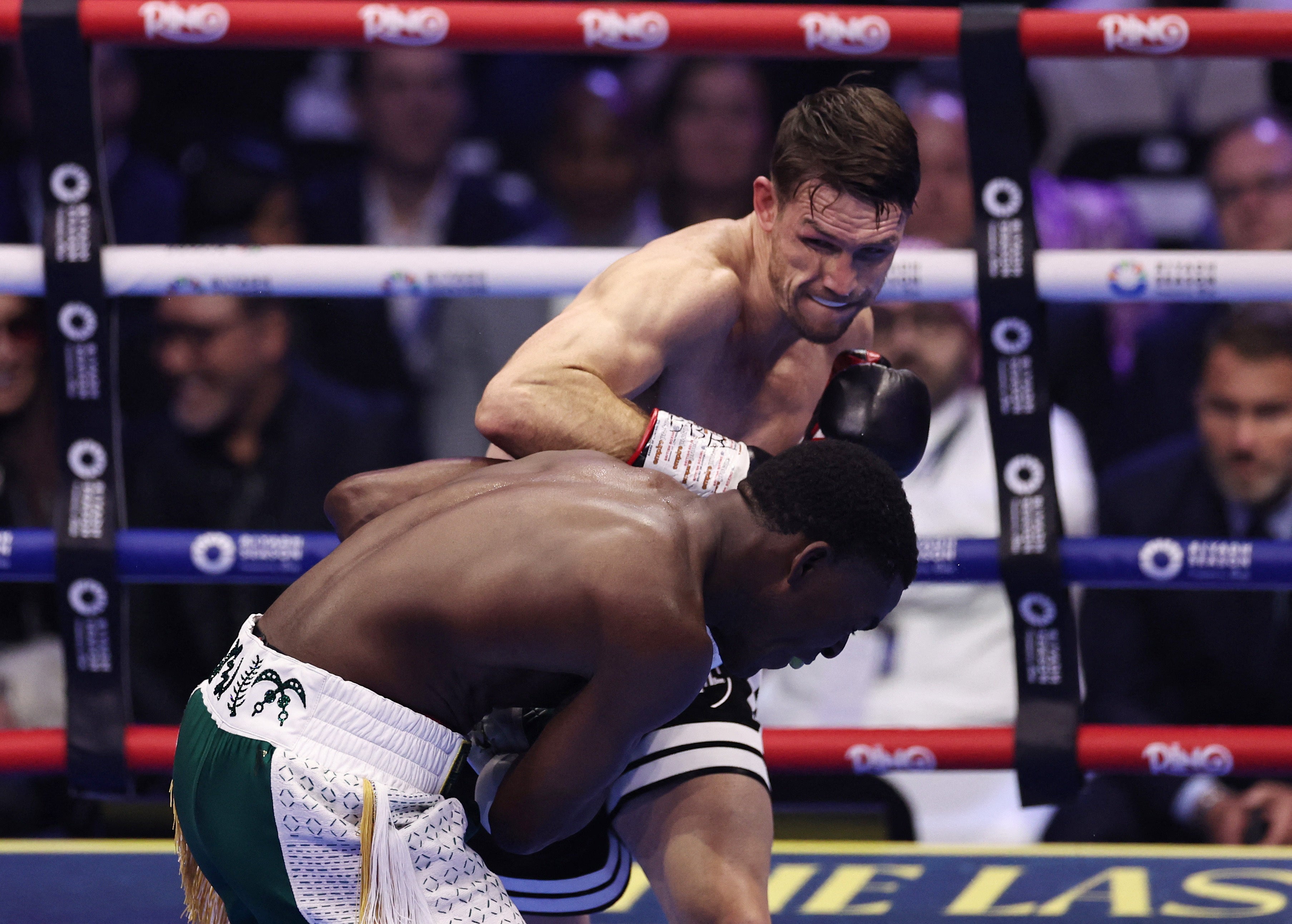 Callum Smith (top) outpointed Joshua Buatsi in a gruelling bout