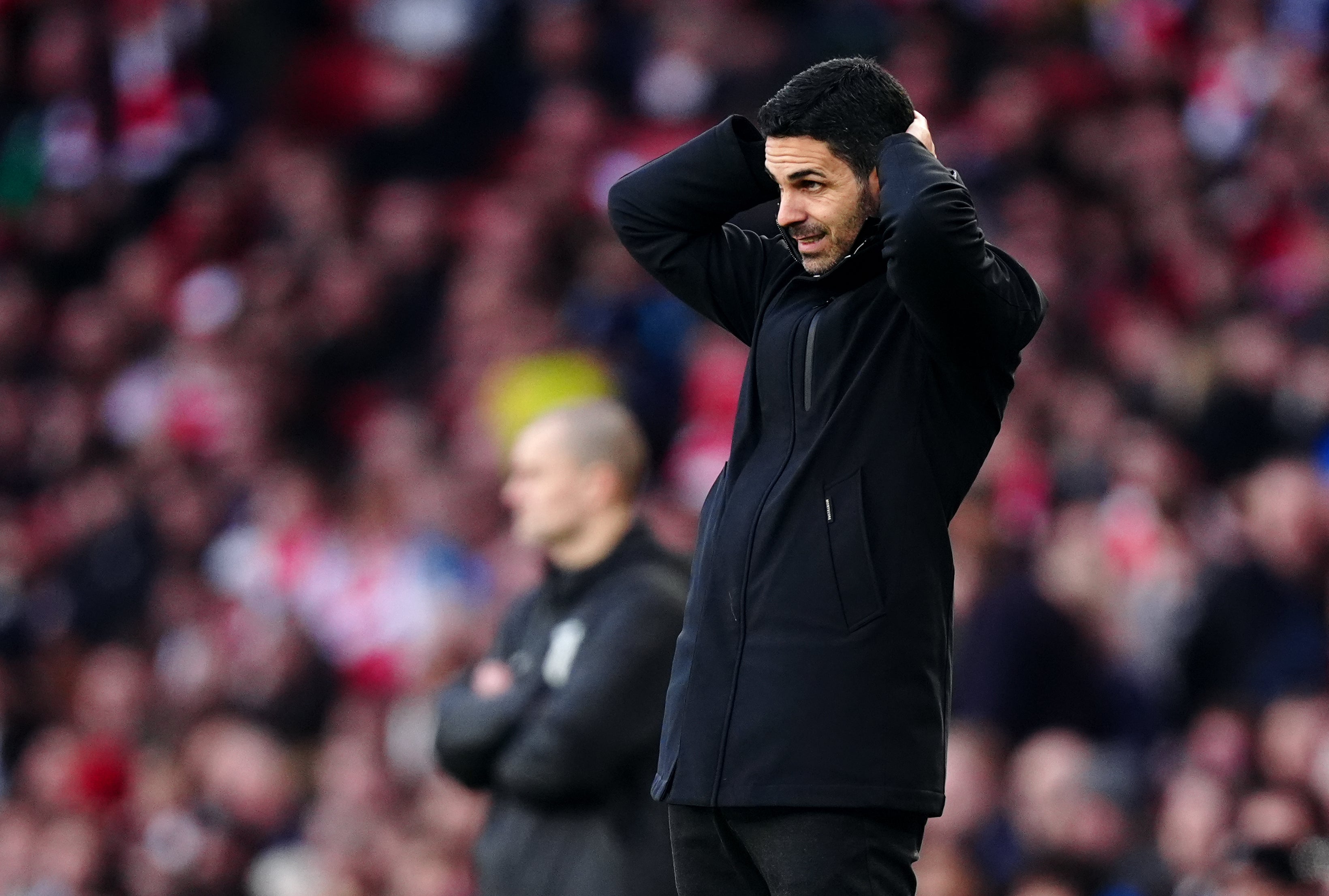 Mikel Arteta during the Premier League match at the Emirates Stadium (Mike Egerton/PA)