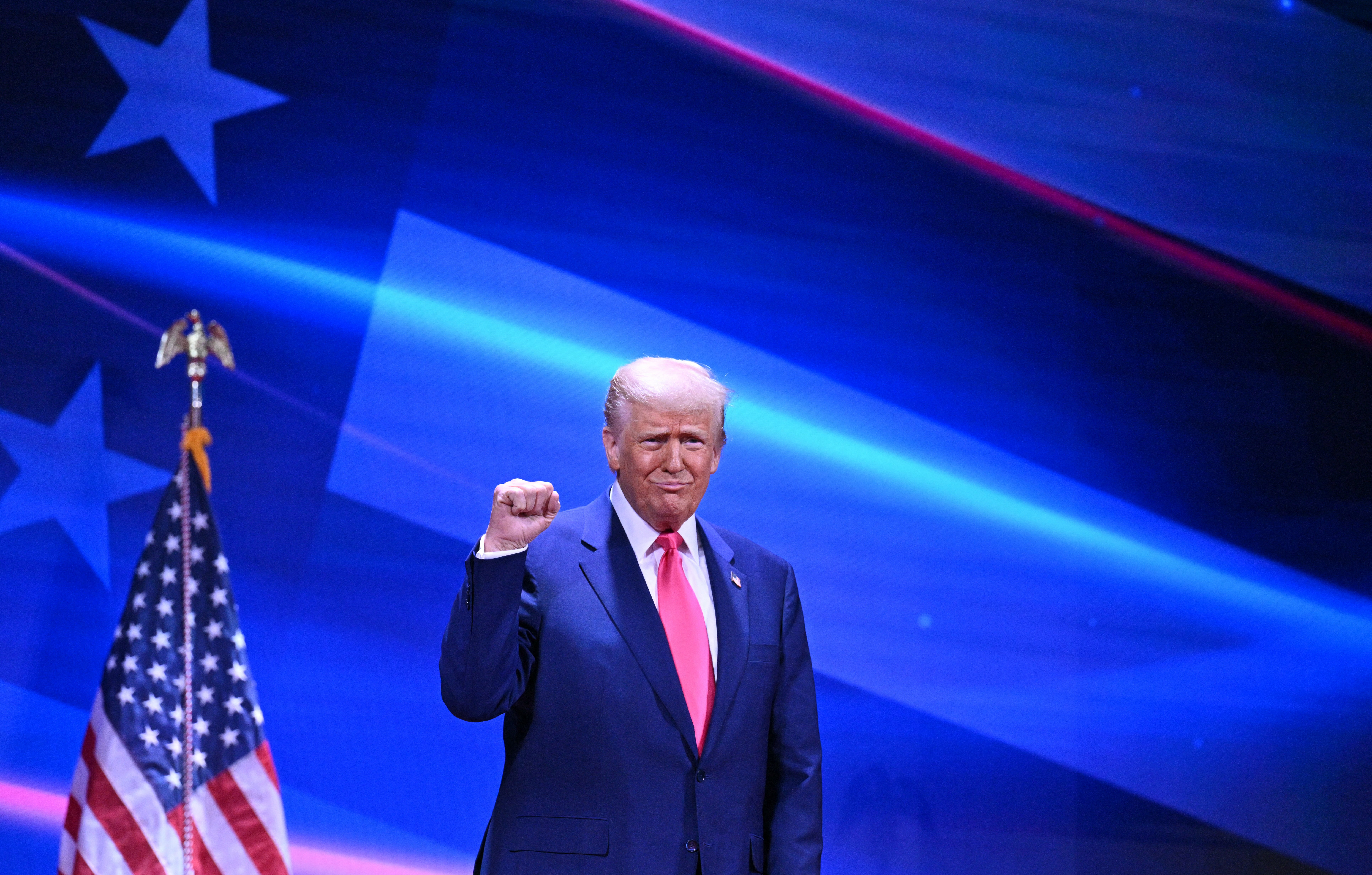 US President Donald Trump arrives to speak at the annual Conservative Political Action Conference (CPAC) at the Gaylord National Resort & Convention Center at National Harbor in Oxon Hill, Maryland, on February 22, 2025
