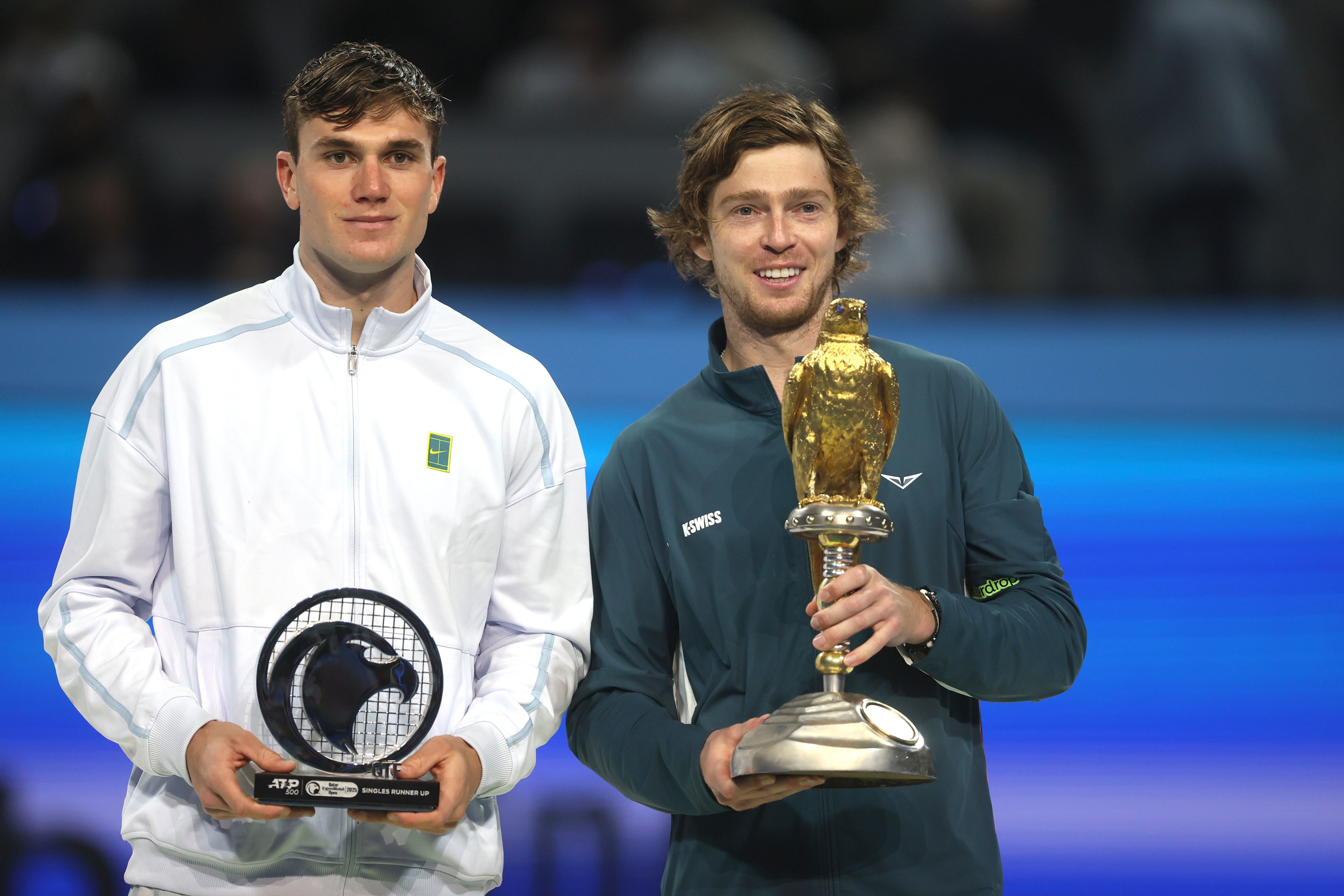 Jack Draper (left) went down to Andrey Rublev (right) in the Qatar Open final