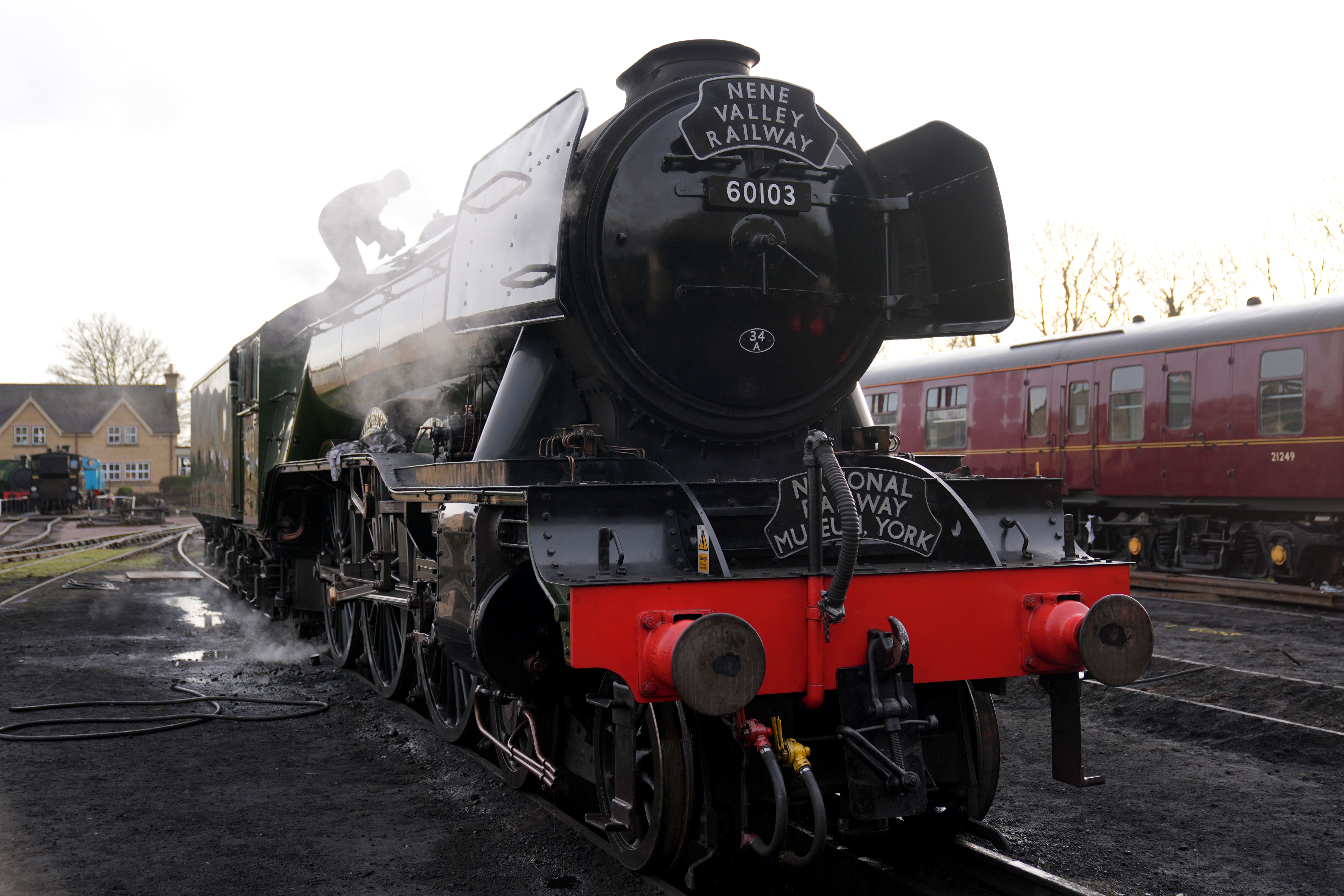 The Flying Scotsman in the yard at Wansford station (Joe Giddens/PA)