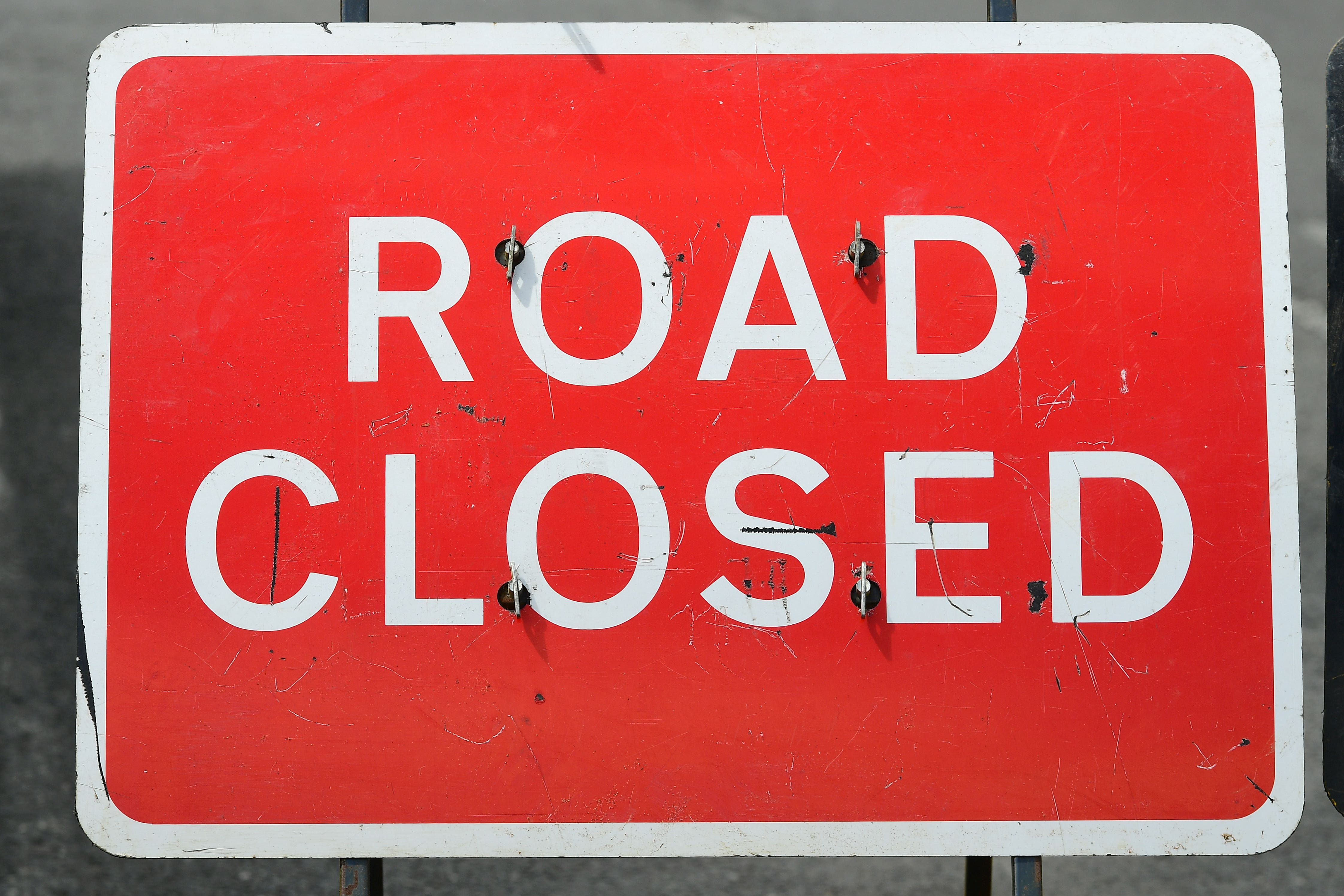 A road closed sign (Ian West/PA)