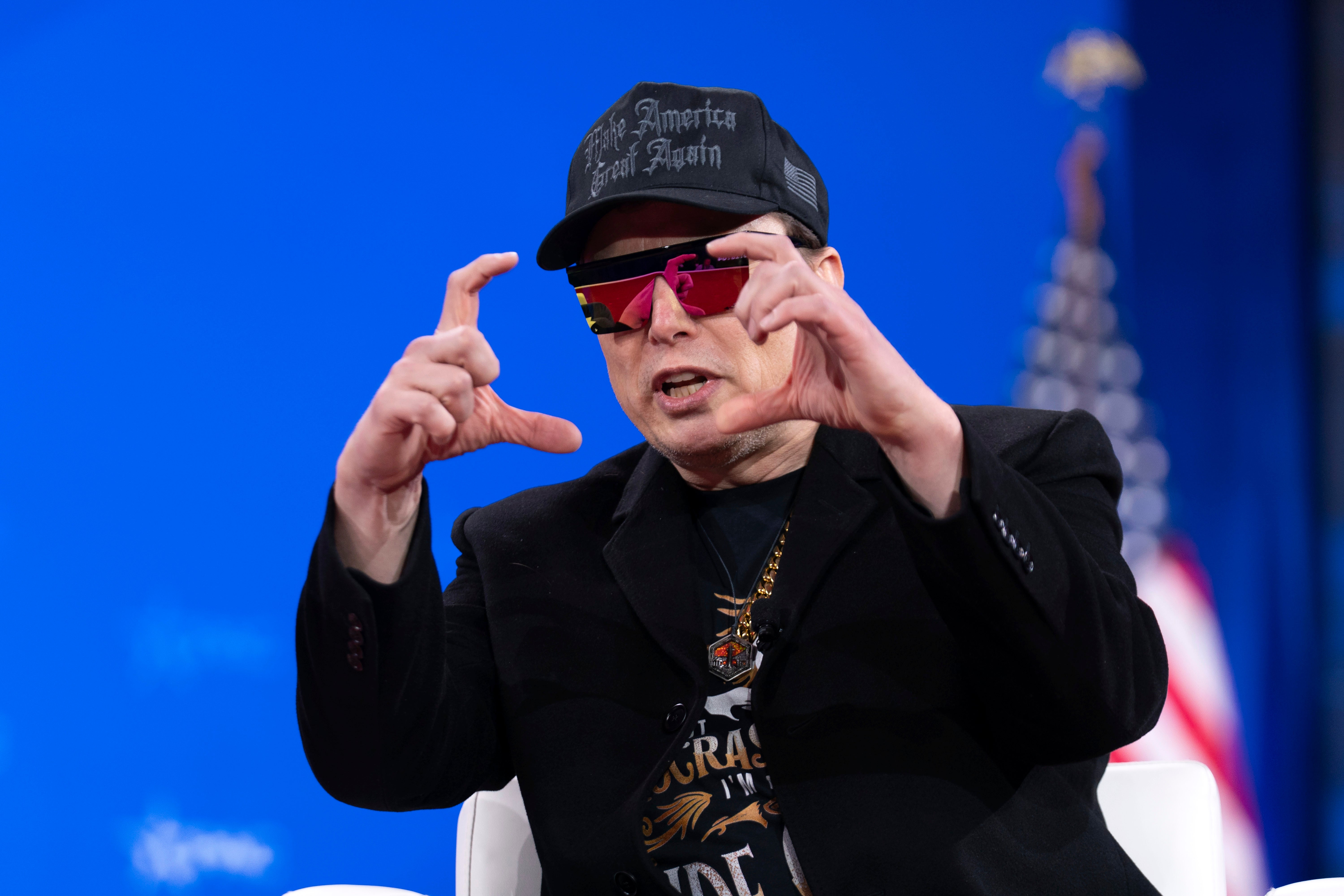 Elon Musk speaks at the Conservative Political Action Conference, CPAC, at the Gaylord National Resort & Convention Centre