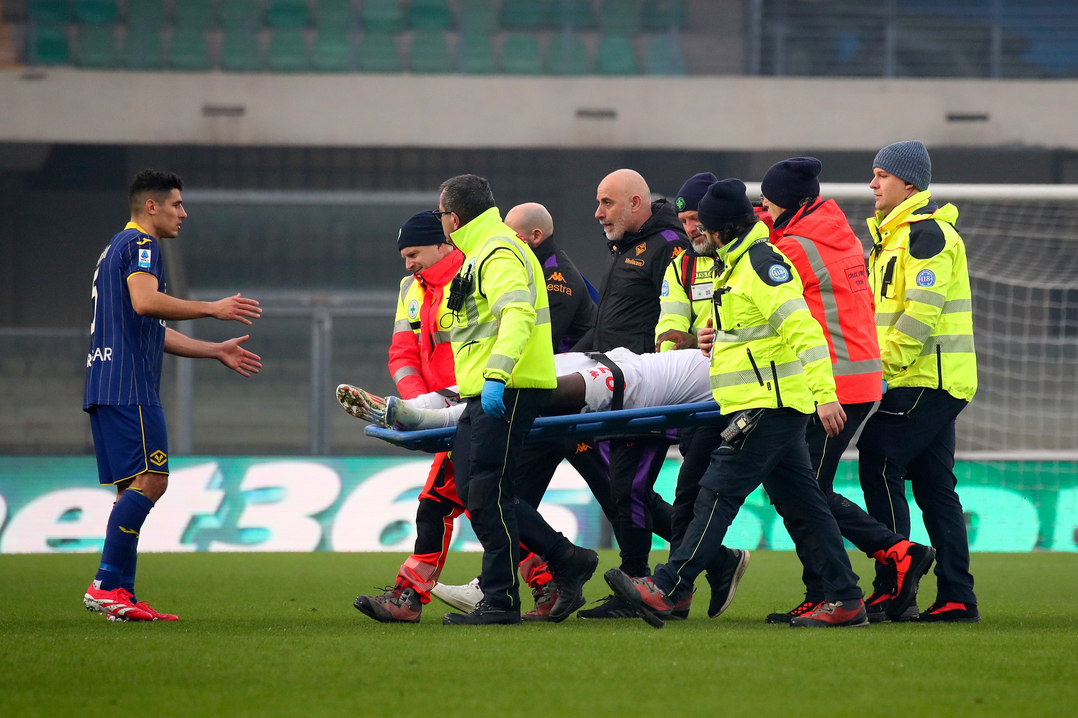 Moise Kean was stretchered off in alarming scenes