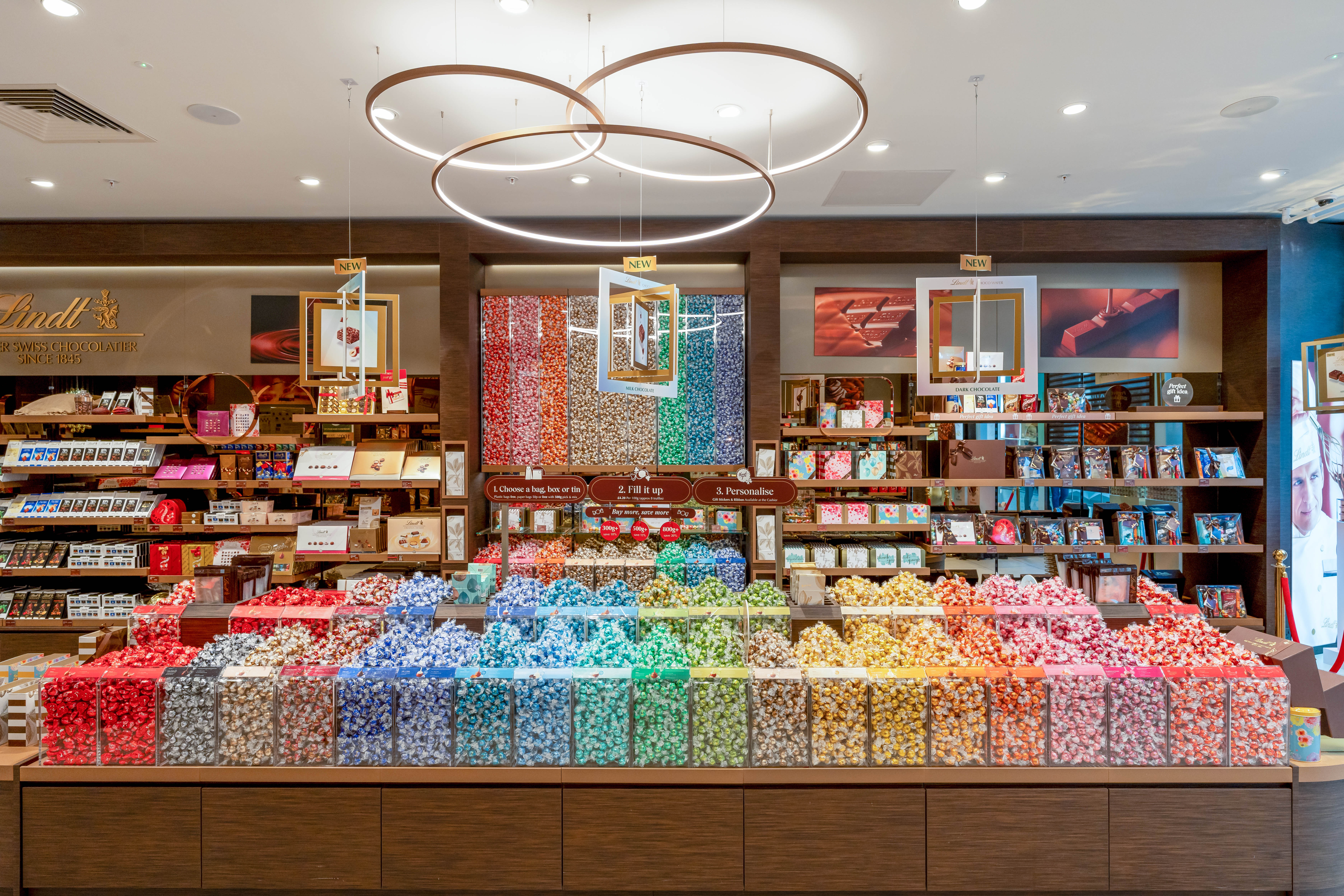 Inside an existing Lindt store