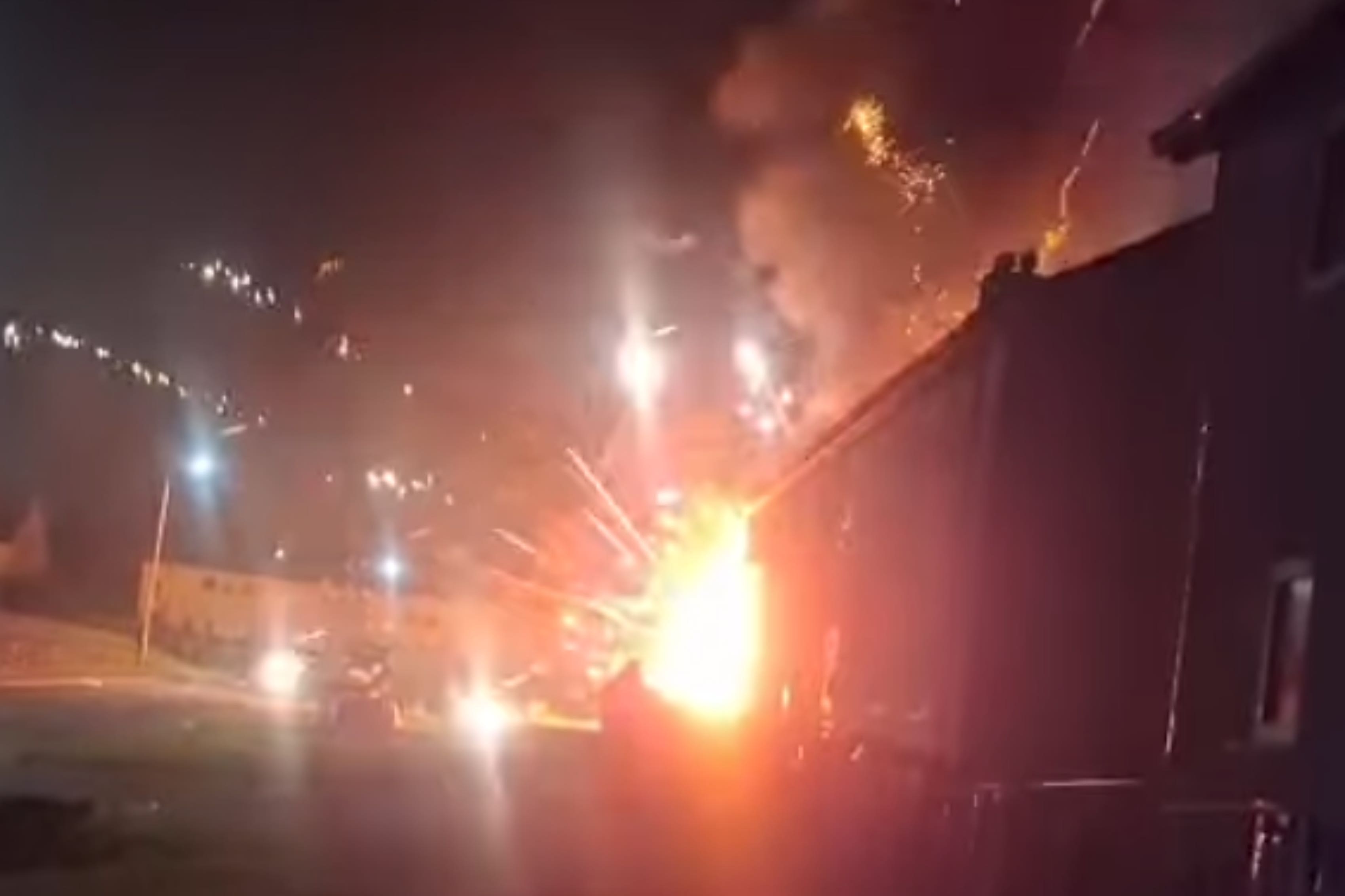 The van carrying fireworks was set alight in Clydebank (Clydebank East Community Council/PA)