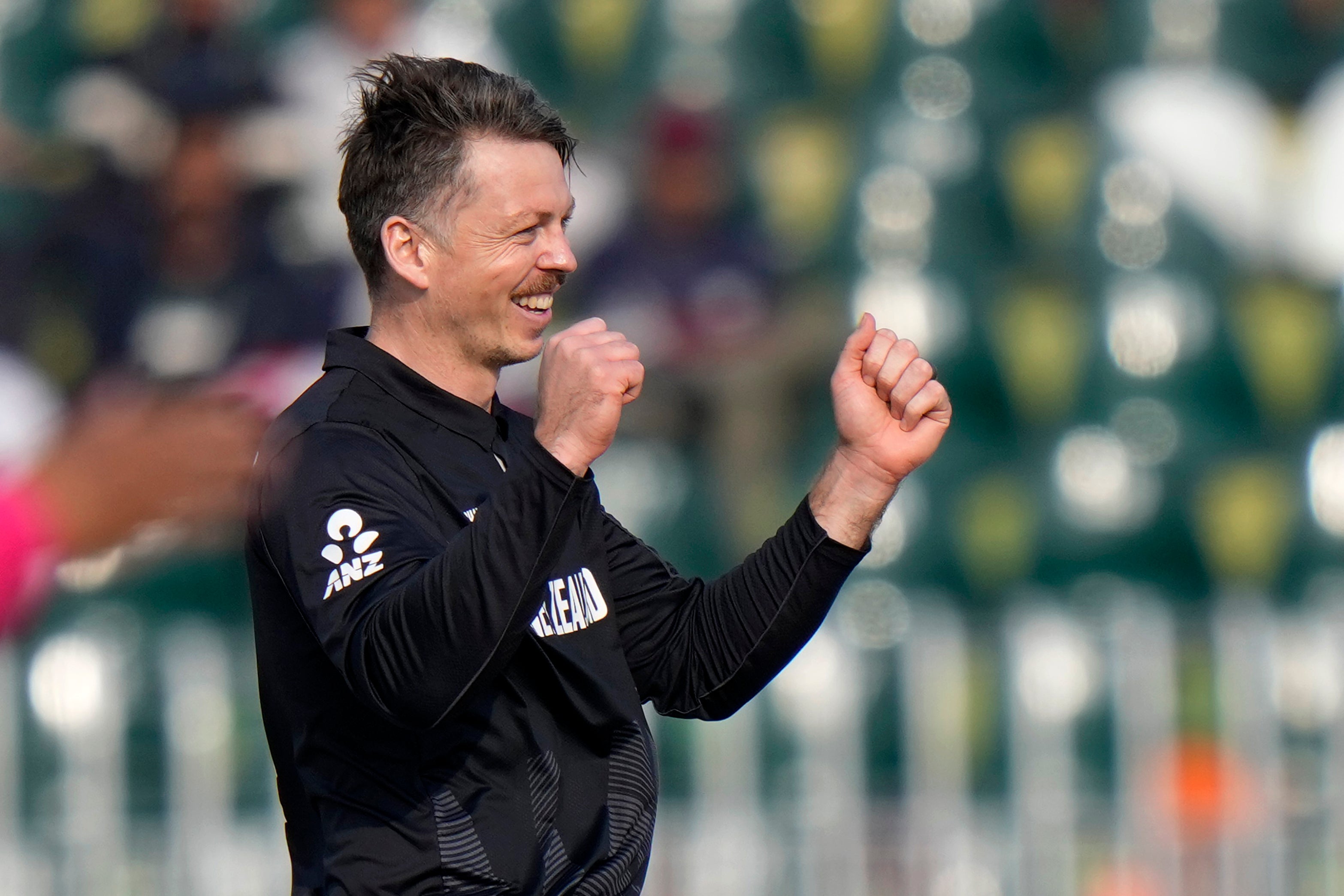 Michael Bracewell took four wickets in New Zealand’s Champions Trophy victory over Bangladesh (Anjum Naveed/AP)