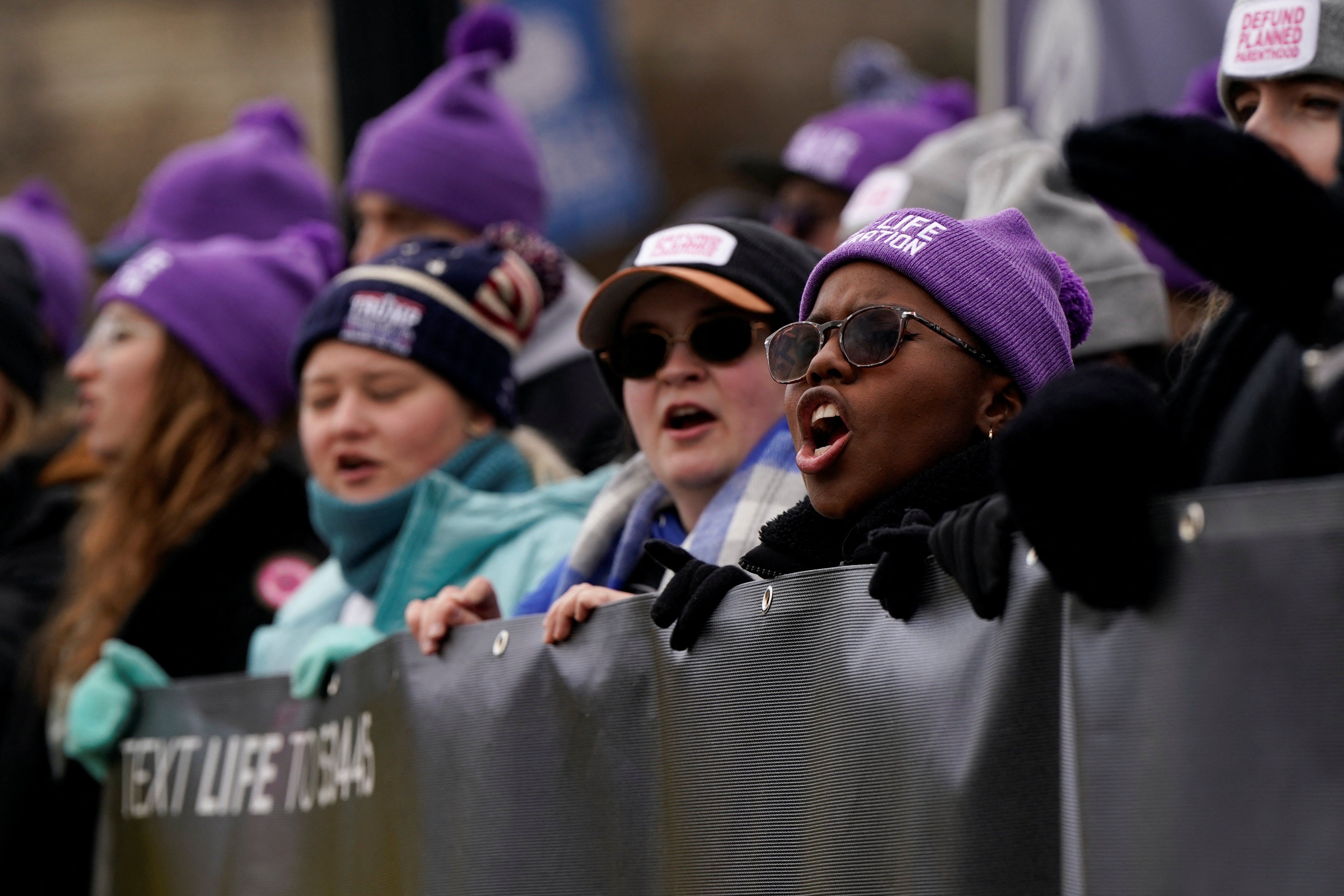 Anti-abortion demonstrators gathered outside the Supreme Court during the annual “March for Life” on January 24