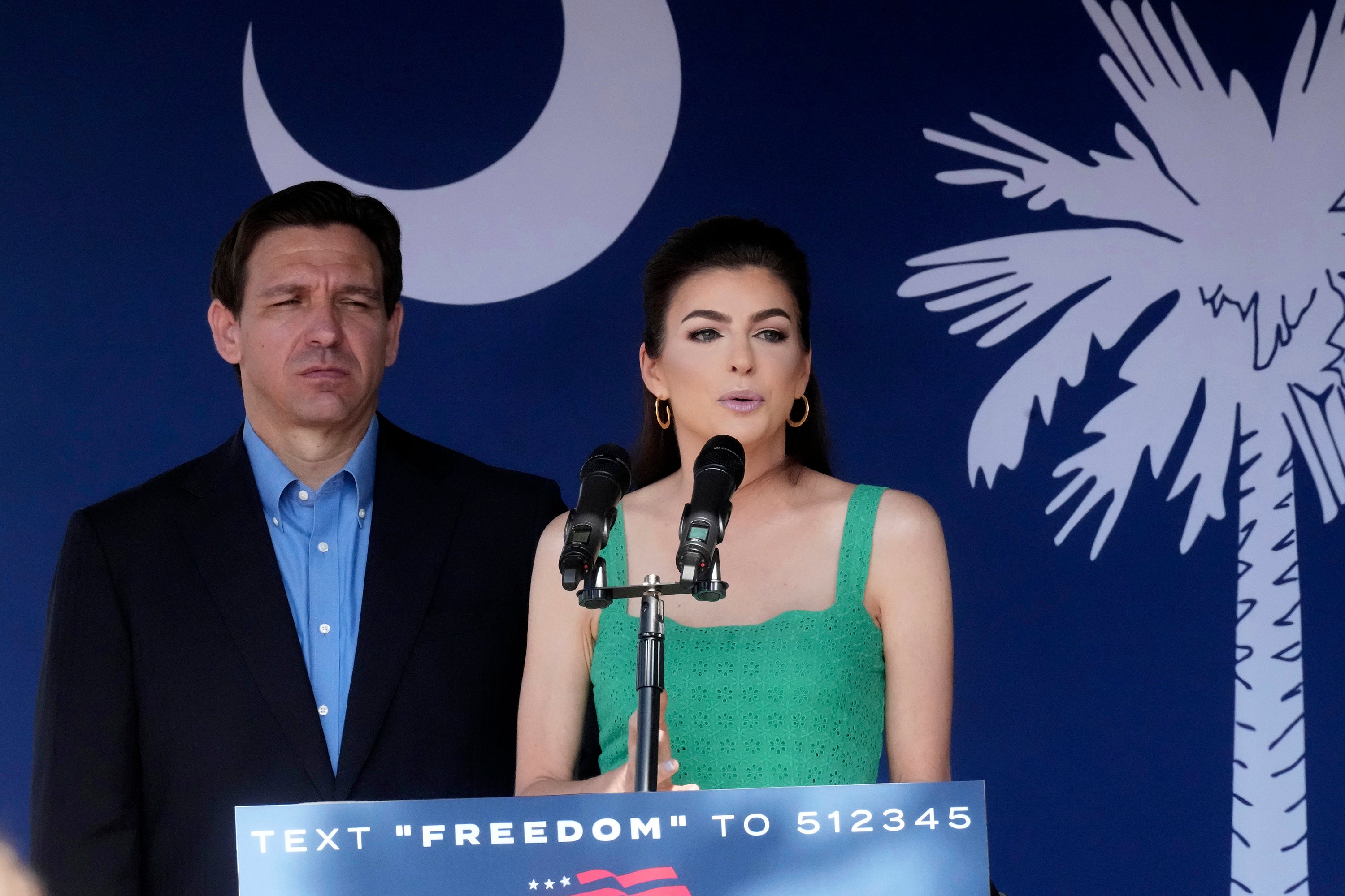 Governor Ron DeSantis with his wife, Casey DeSantis, at a campaign event
