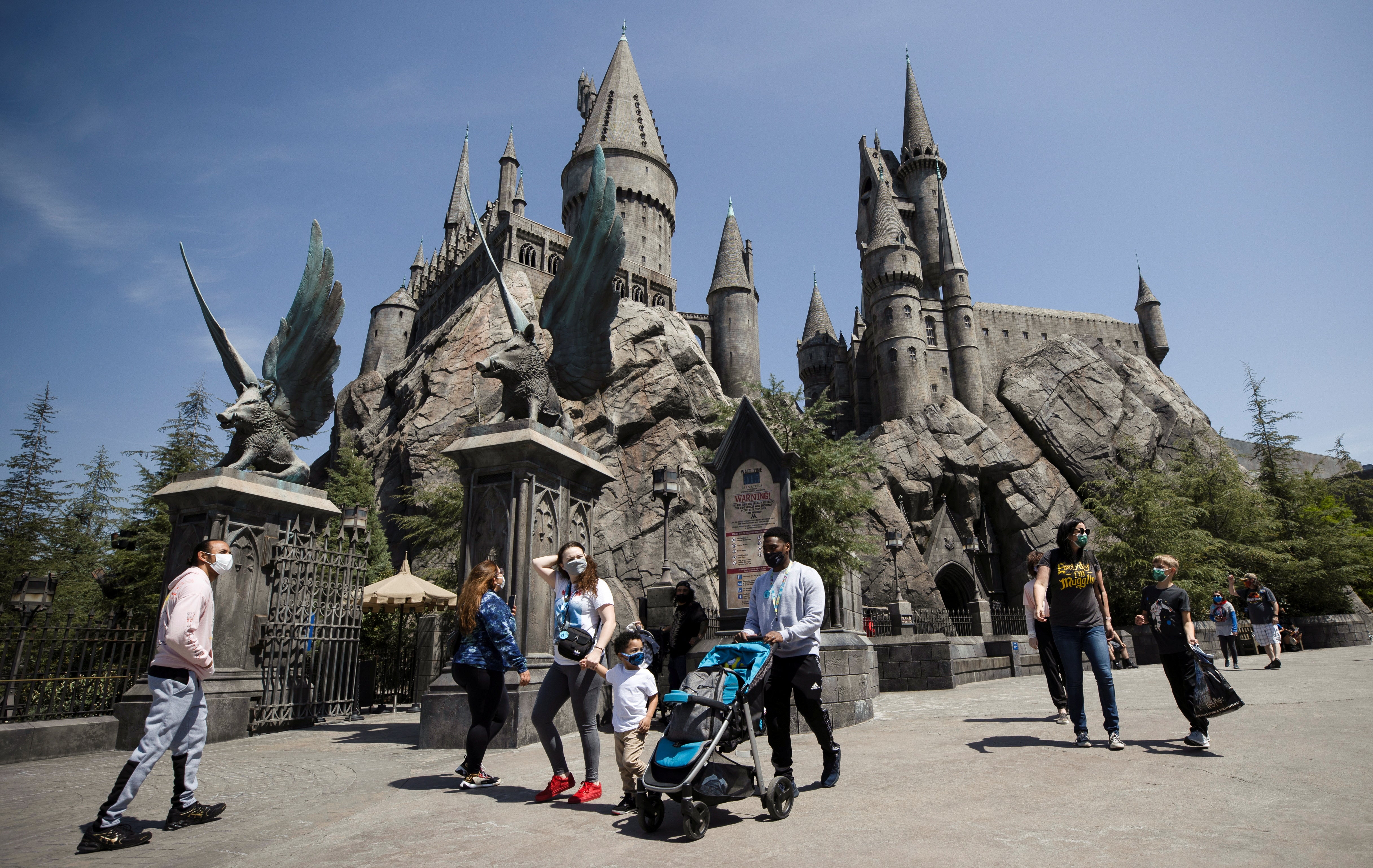Pamela Morrison, 74, from Arizona, had been visiting the Wizarding World of Harry Potter (pictured) with her grandson when she was asked to step off a ride after her harness failed to secure properly in September 2022