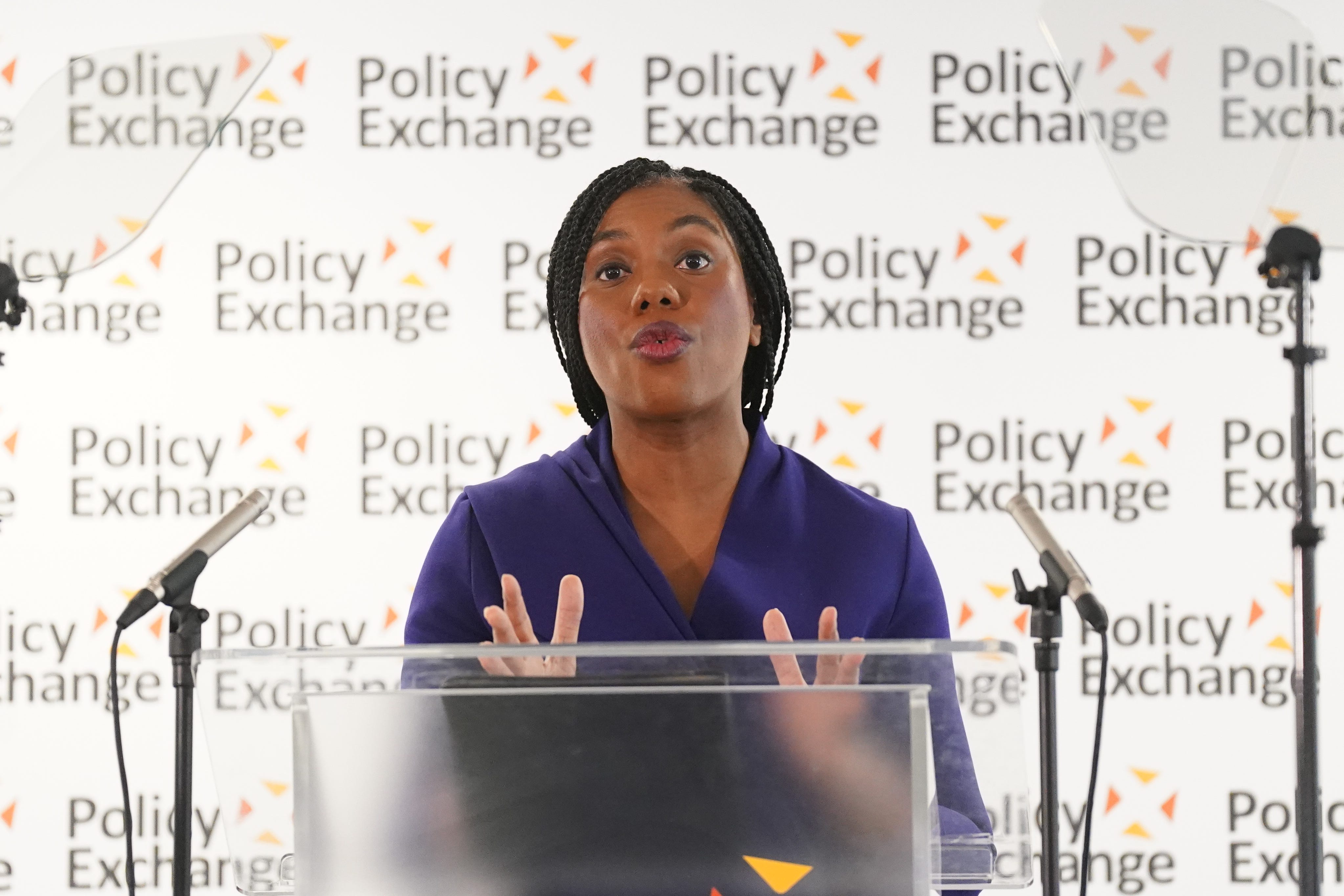Conservative Party leader Kemi Badenoch delivers a speech at Policy Exchange in Westminster, London (Stefan Rousseau/PA)