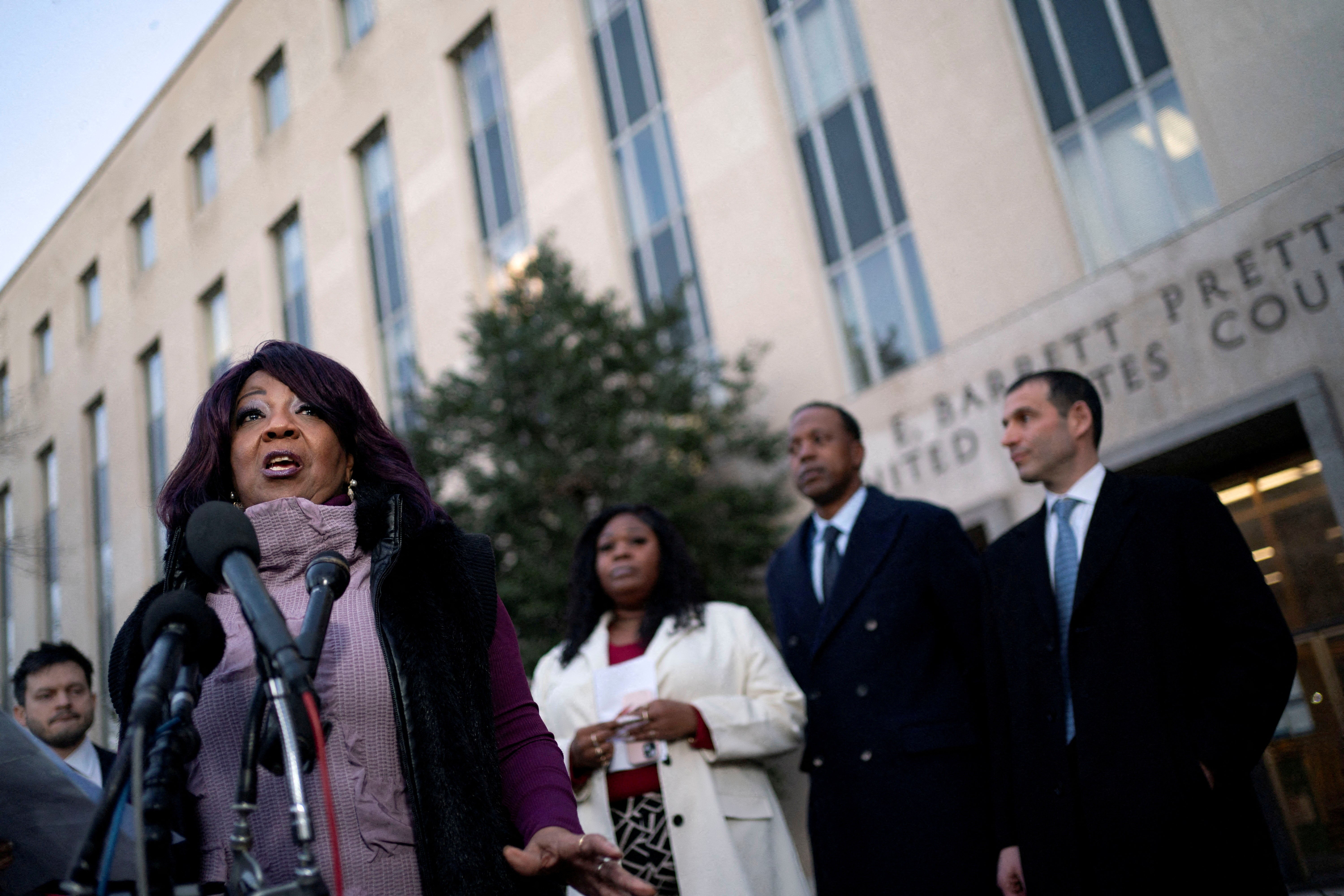 Former Georgia election worker Ruby Moss speaks after Rudy Giuliani’s defamation trial in 2023