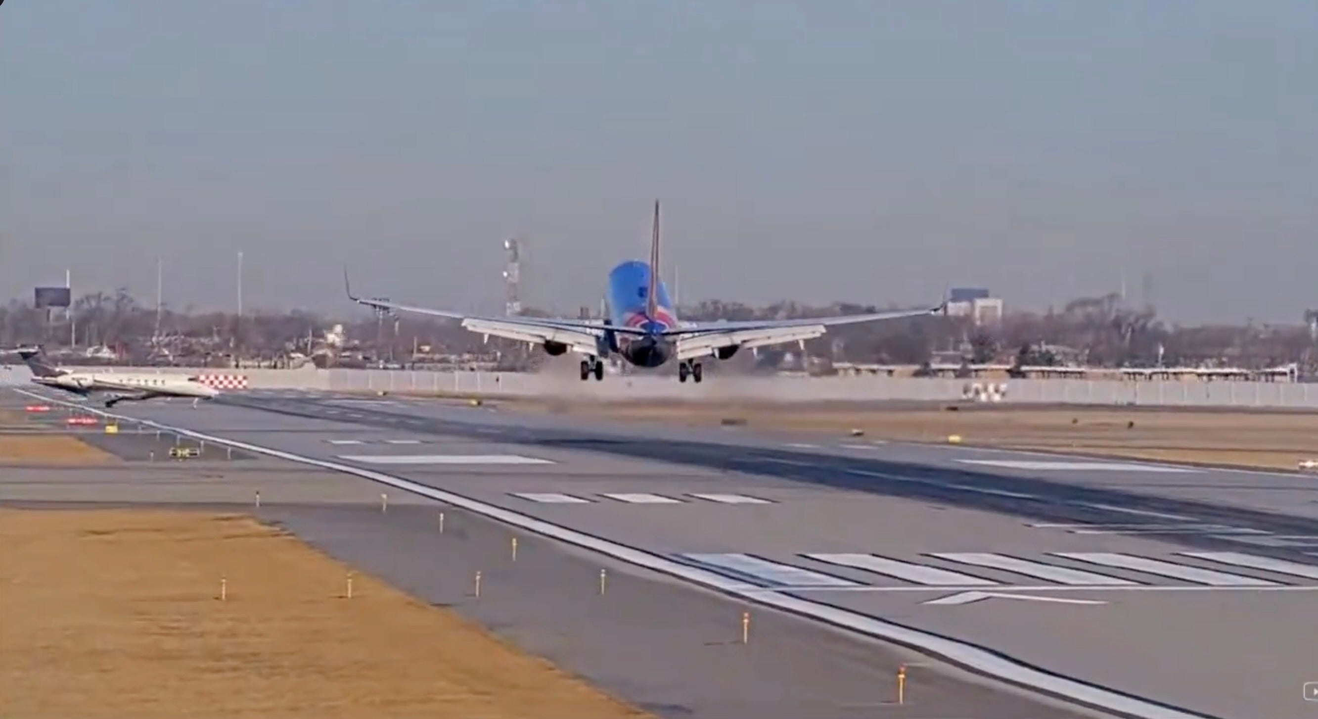 File. A Southwest plane was forced to go back into the air after a private jet appeared on the runway seconds before landing in February
