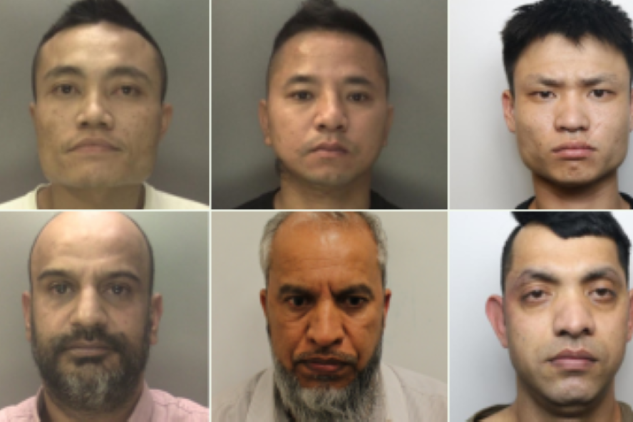 Mai Van Nguyen, Doung Dinh, Nghia Dinh Tran, Shamraiz Akhtar, Tasawar Hussain and Amjad Nawaz were all found guilty following a trial at Birmingham Crown Court, the NCA said (NCA/PA)