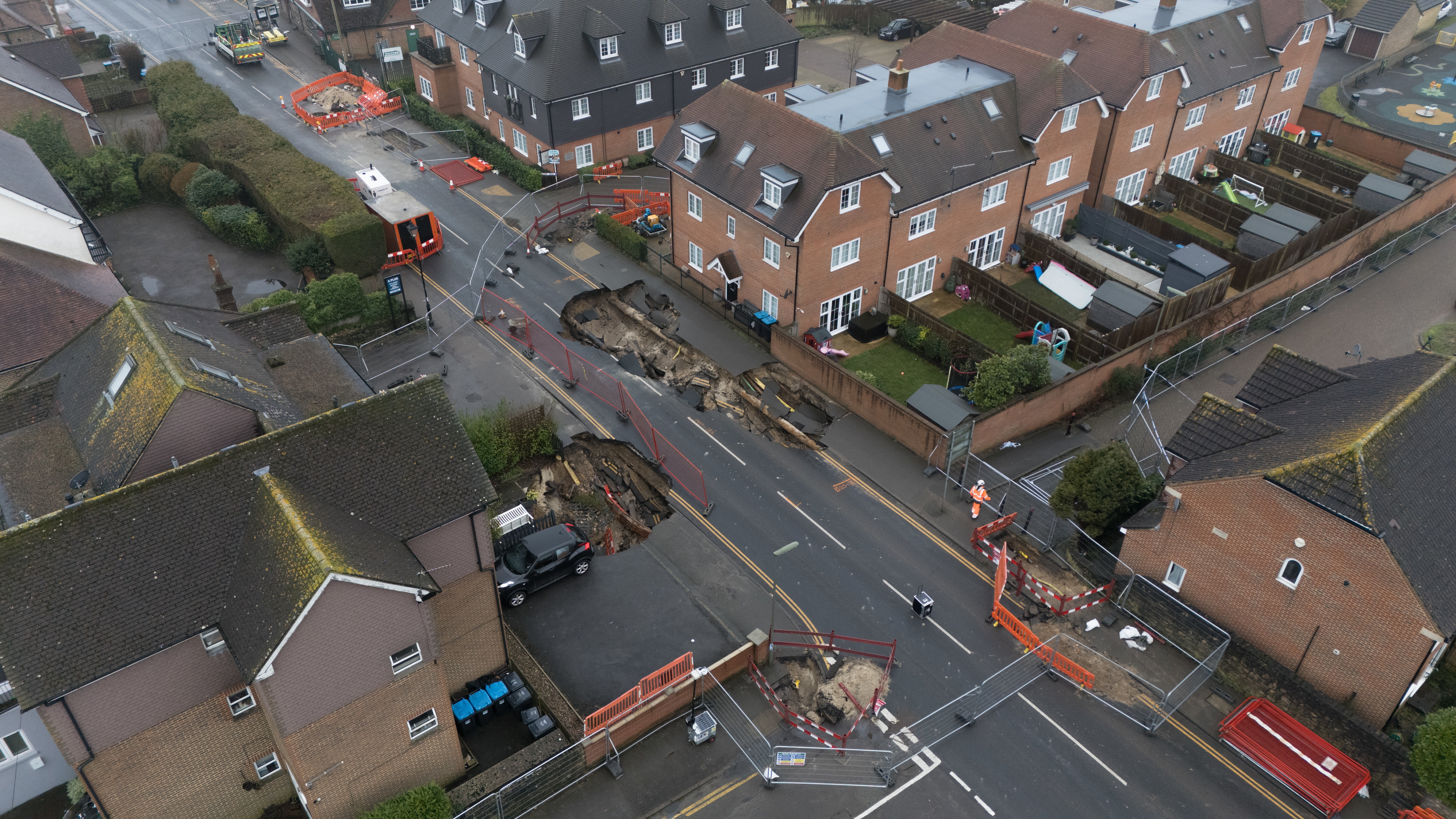A sinkhole opened up in Godstone, Surrey, eight months ago