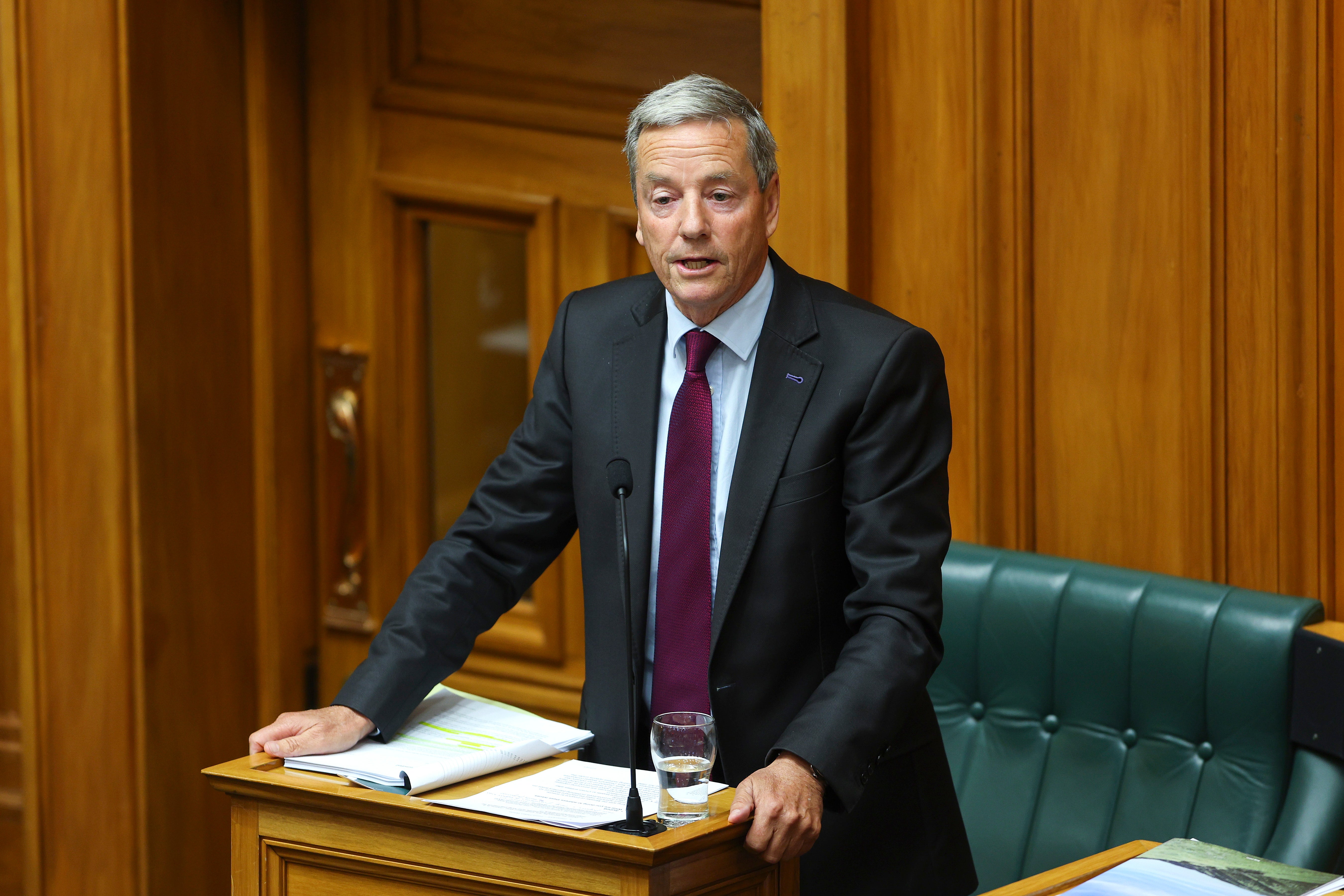 File. Andrew Bayly speaks in New Zealand’s parliament in March 2024