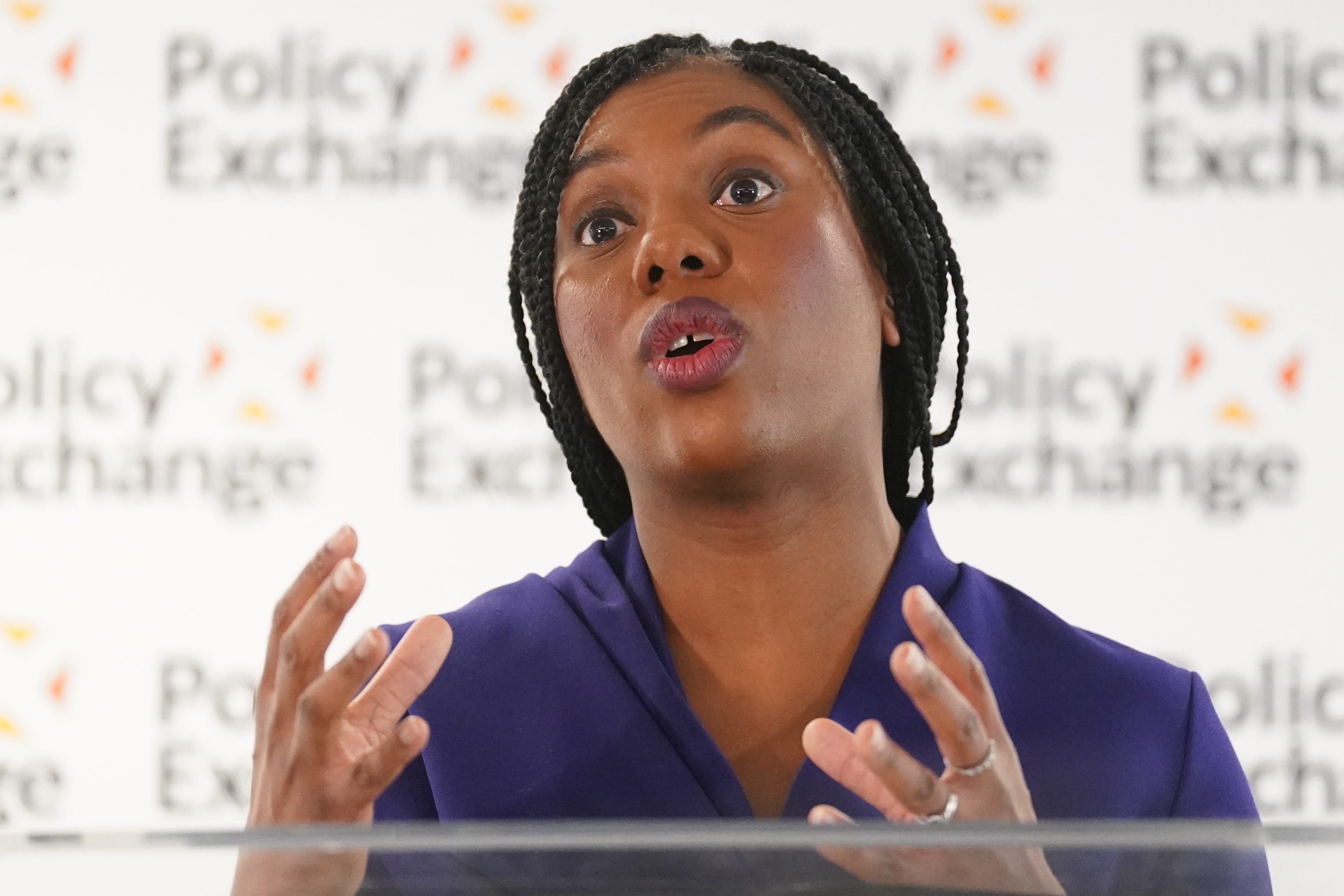 Conservative Party leader Kemi Badenoch delivers a speech at Policy Exchange in Westminster (Stefan Rousseau/PA)