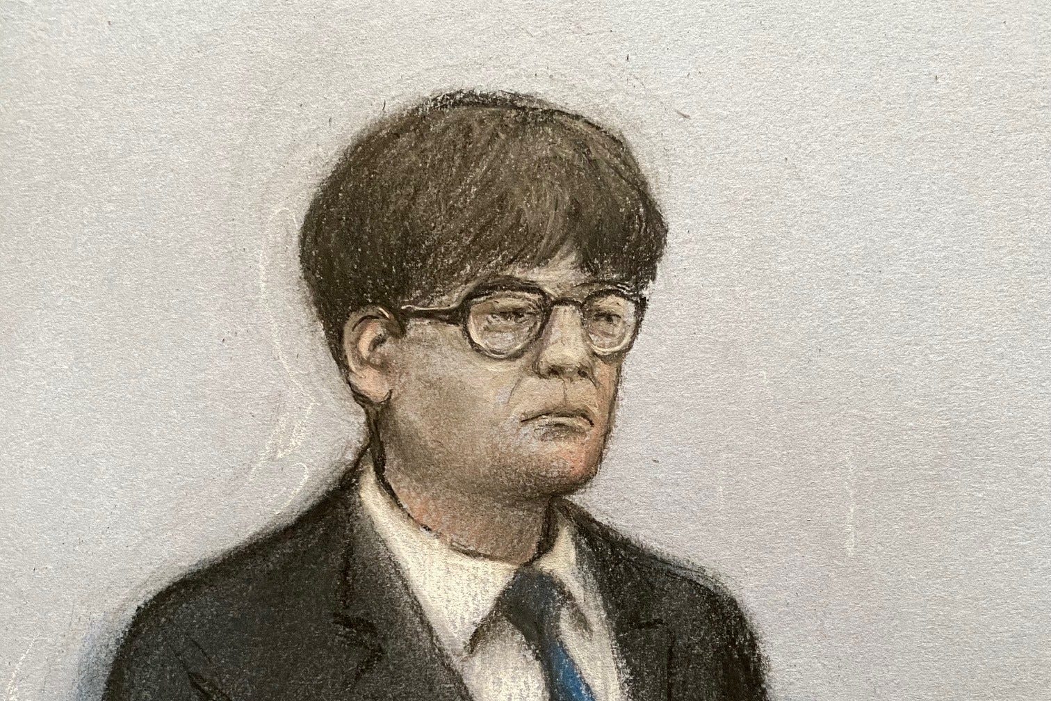 Court artist drawing of Zhenhao Zou appearing at Inner London Crown Court (Elizabeth Cook/PA)