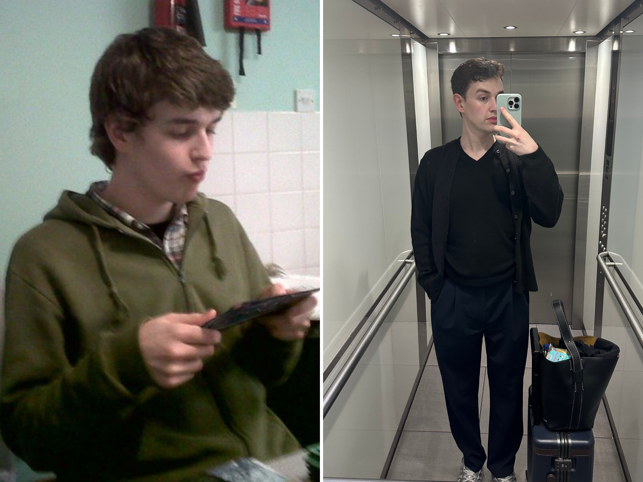 I used to hate wearing black clothes. Me age 19 (left) and 33 (right)