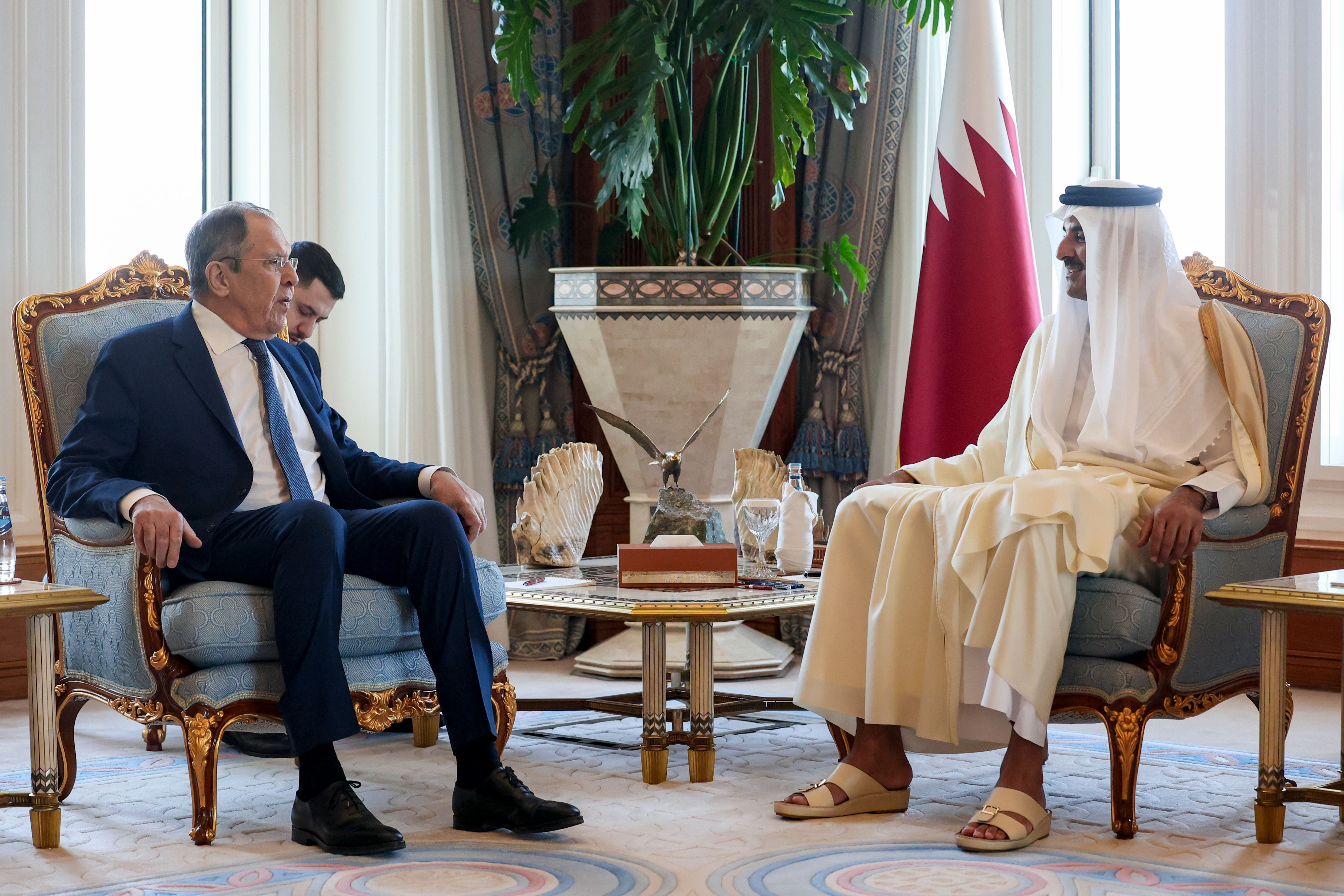 Russian foreign minister Sergei Lavrov was in Qatar for talks (Russian Foreign Ministry Press Service via AP)
