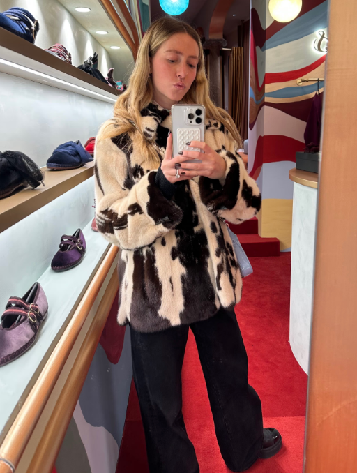 Sophia Rofe, 22, snaps a picture of herself in her mink fur coat from Madison Avenue Furs