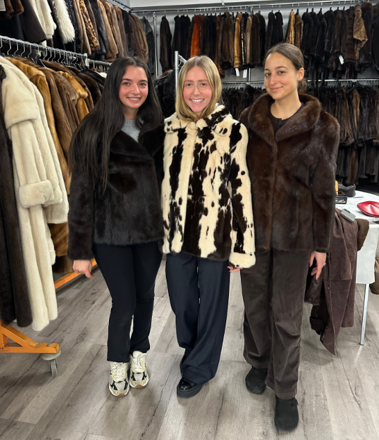 Sophia Rofe and her two friends at Madison Avenue Furs, Gen Z’s viral discovery in midtown Manhattan