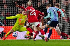 Arsenal’s dwindling title hopes suffer further blow with goalless draw at Forest