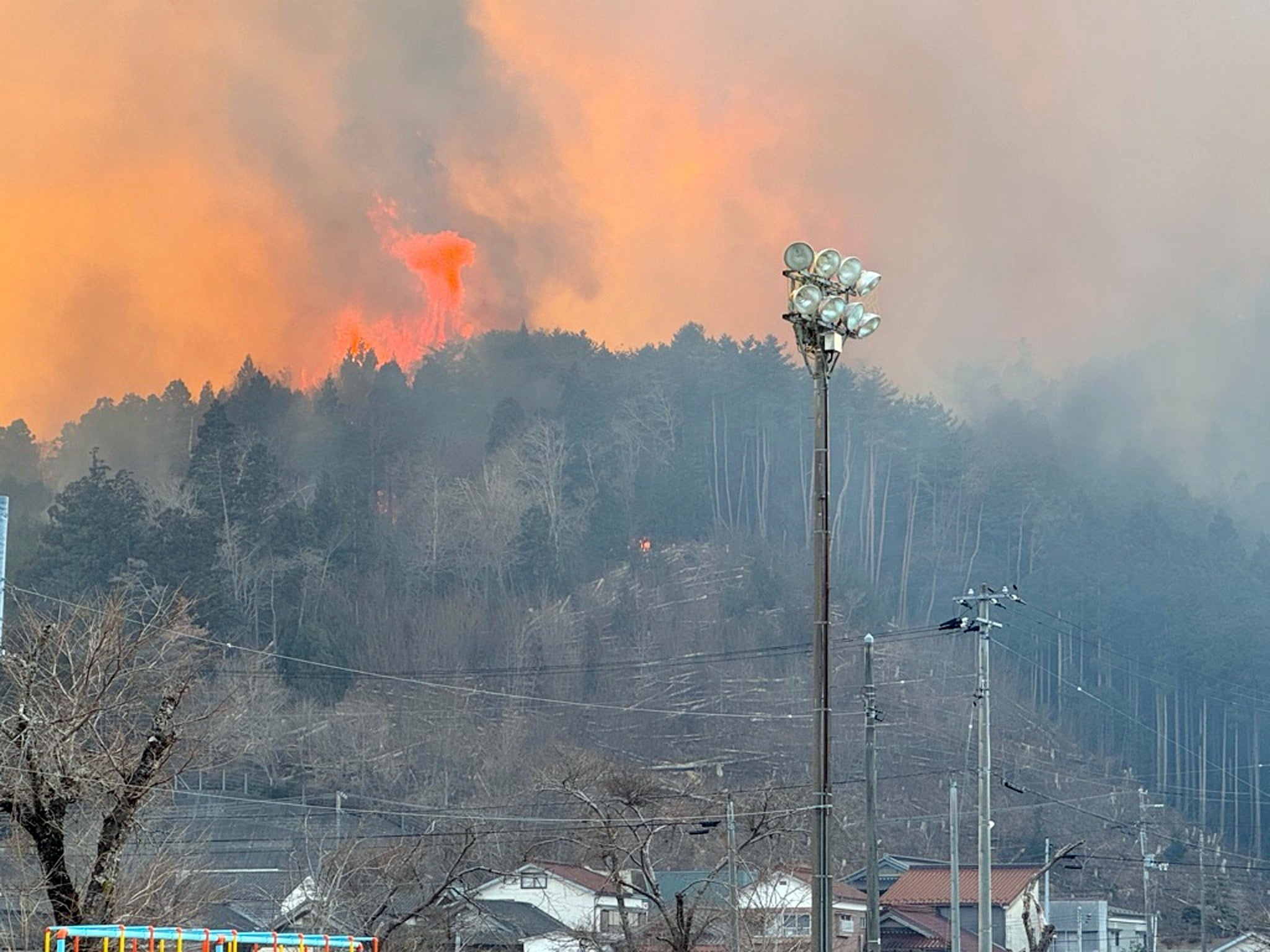 Wilfires in Ofunato, Iwate prefecture, northeastern Japan