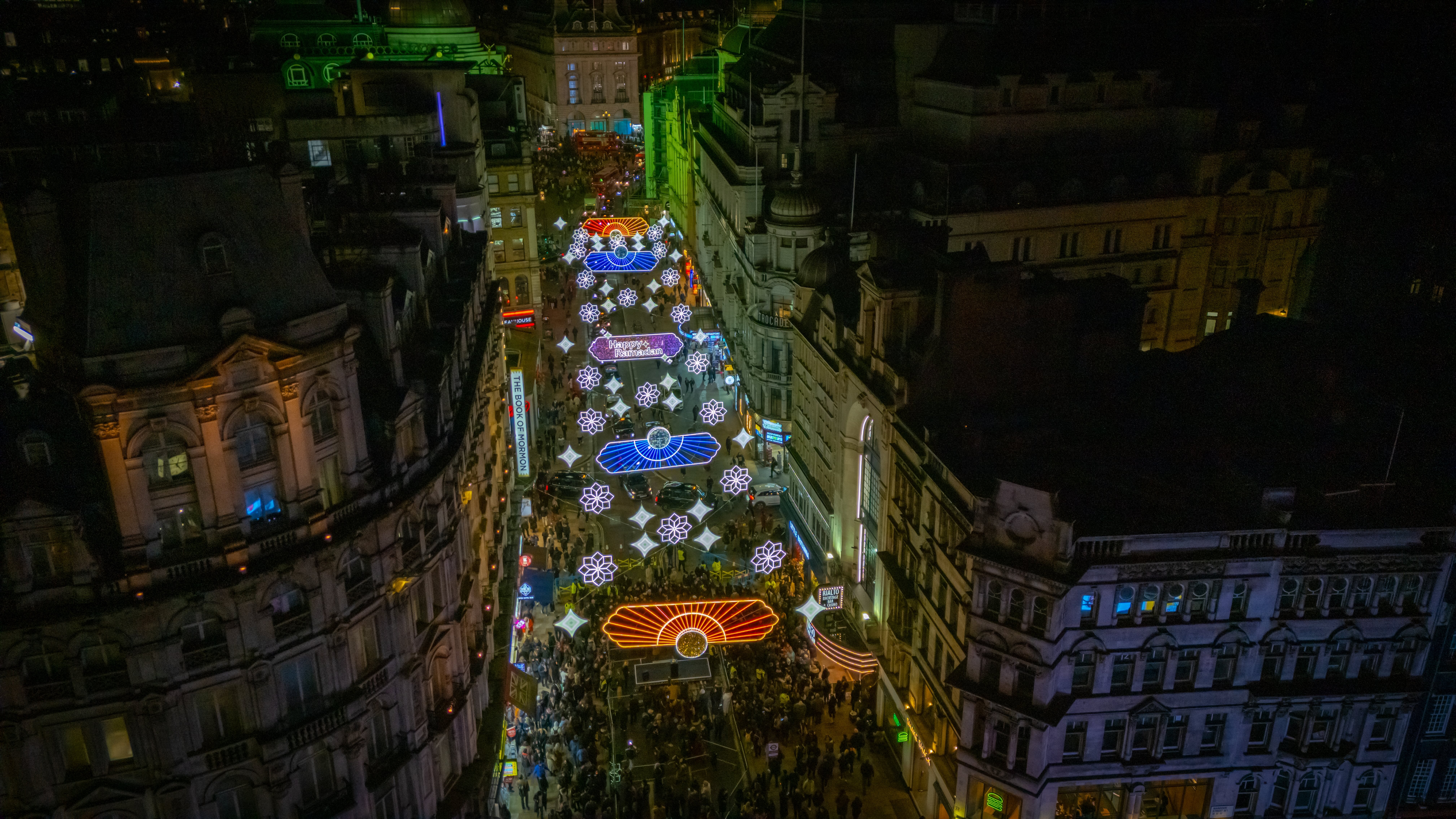 An aerial shot of the Ramadan Lights