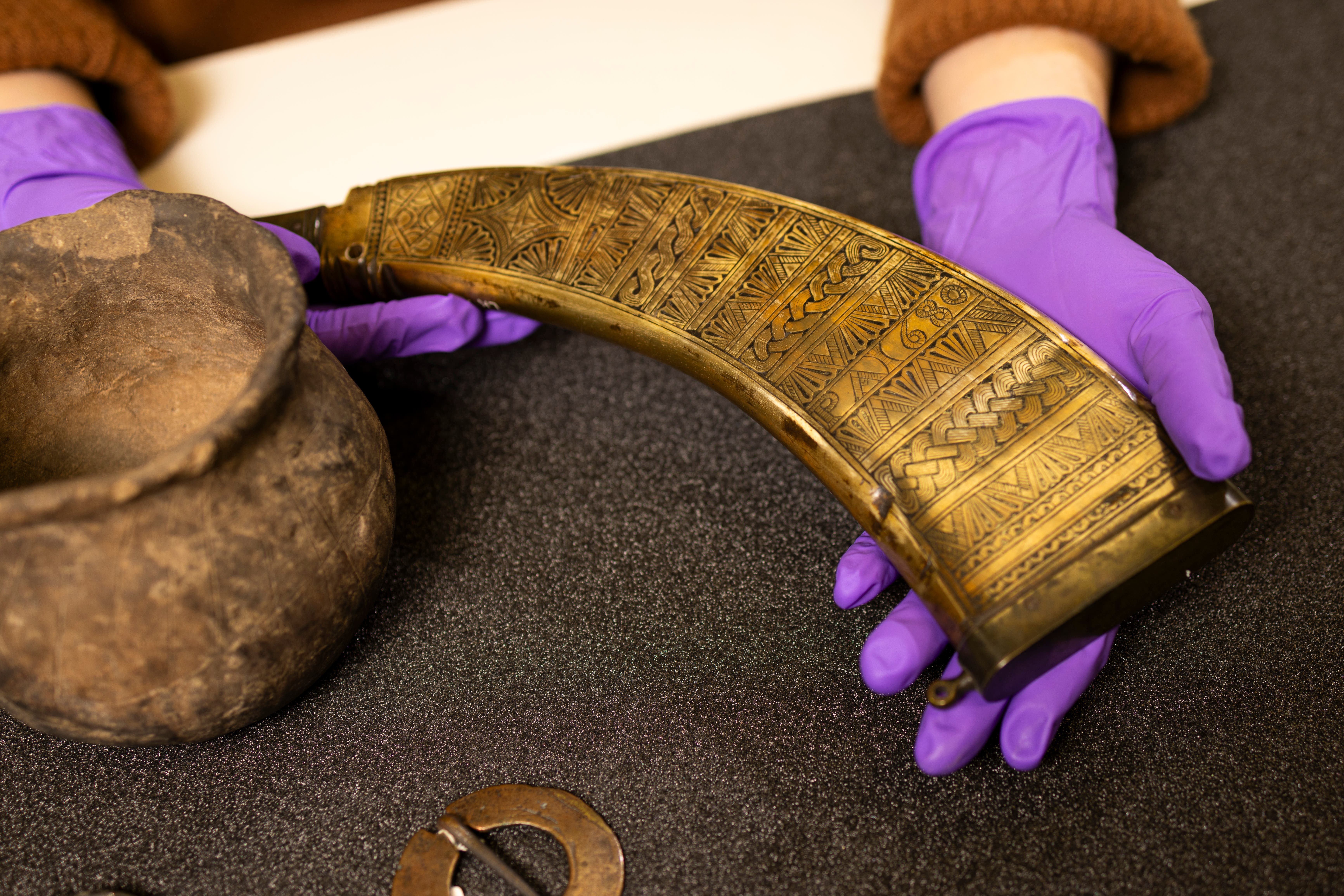 A powder horn is among the items being studied as part of the project (Duncan McGlynn/PA)