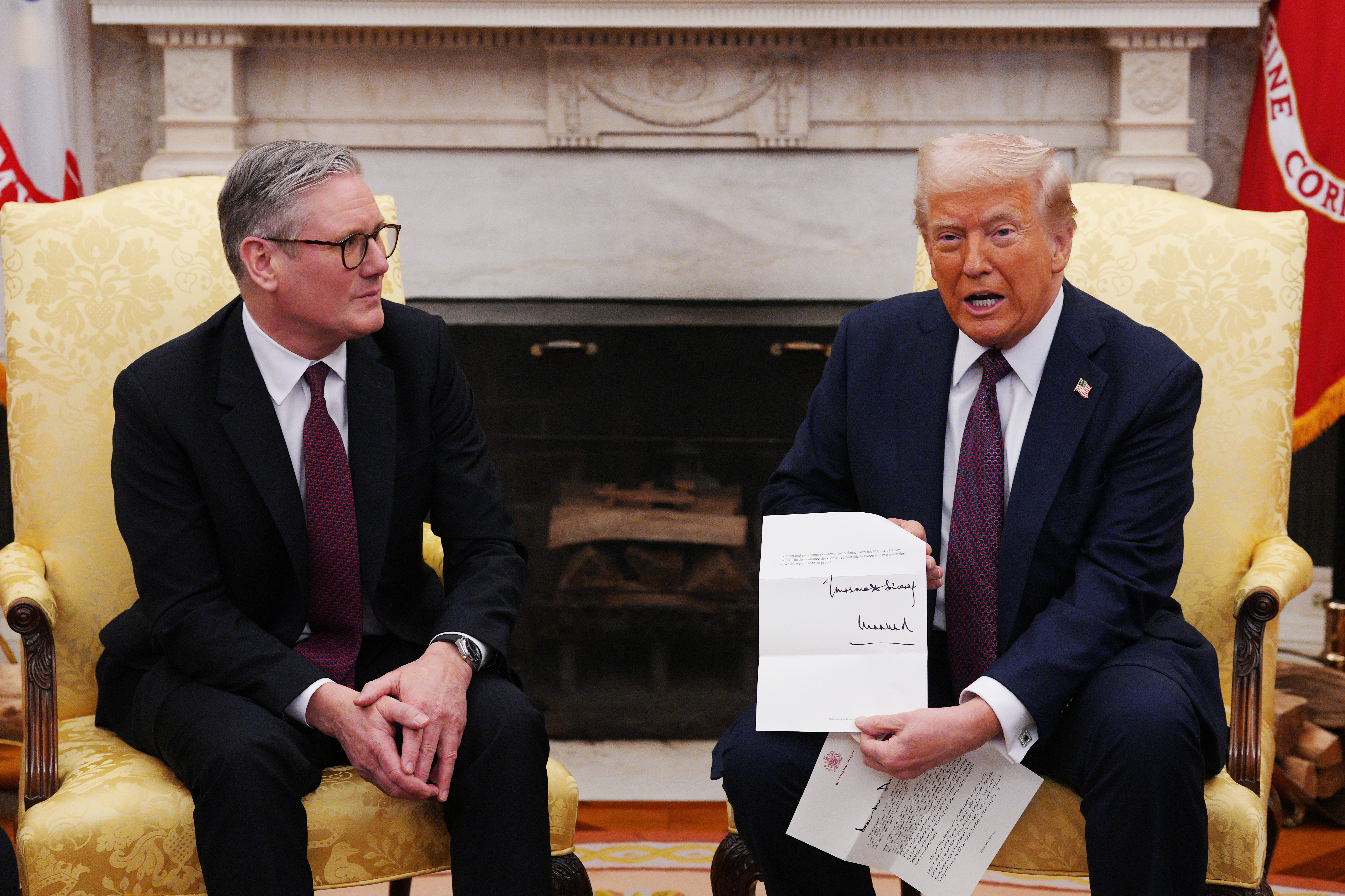 US President Donald Trump (right) meeting Prime Minister Sir Keir Starmer in the Oval Office at the White House (Carl Court/PA)