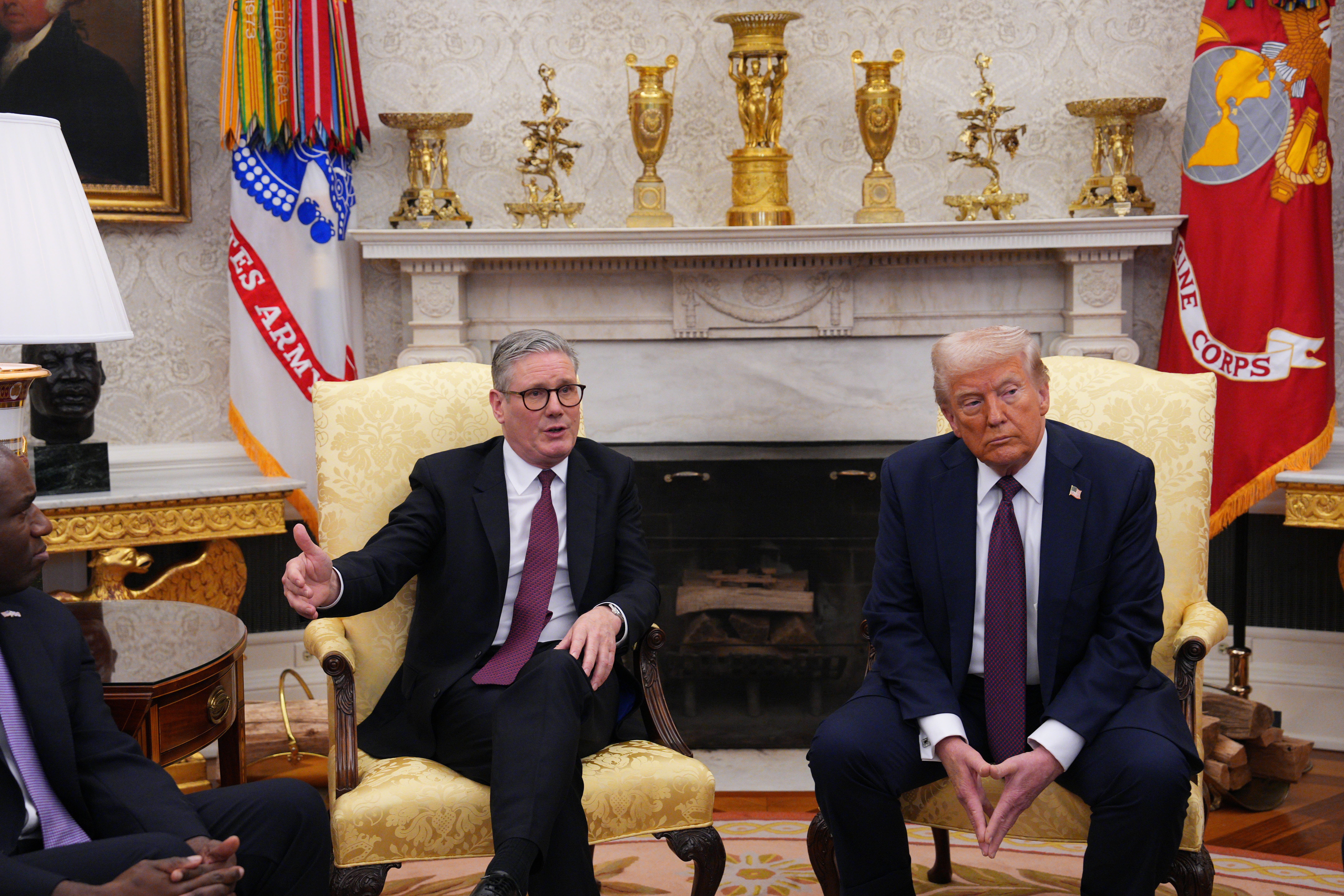 US President Donald Trump meeting Prime Minister Sir Keir Starmer in the Oval Office at the White House (Carl Court/PA)