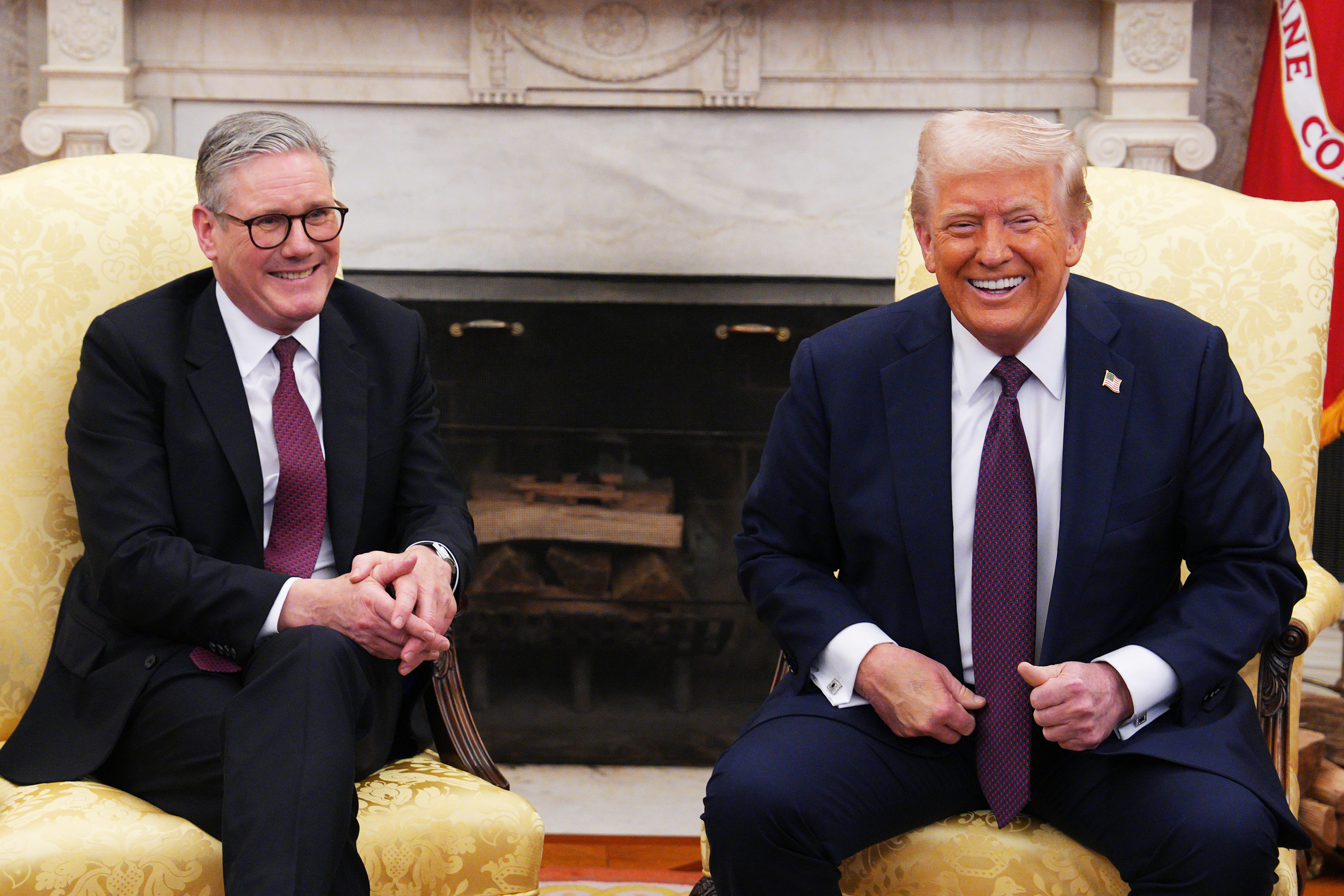 US President Donald Trump meeting Prime Minister Sir Keir Starmer in the Oval Office (Carl Court/PA)