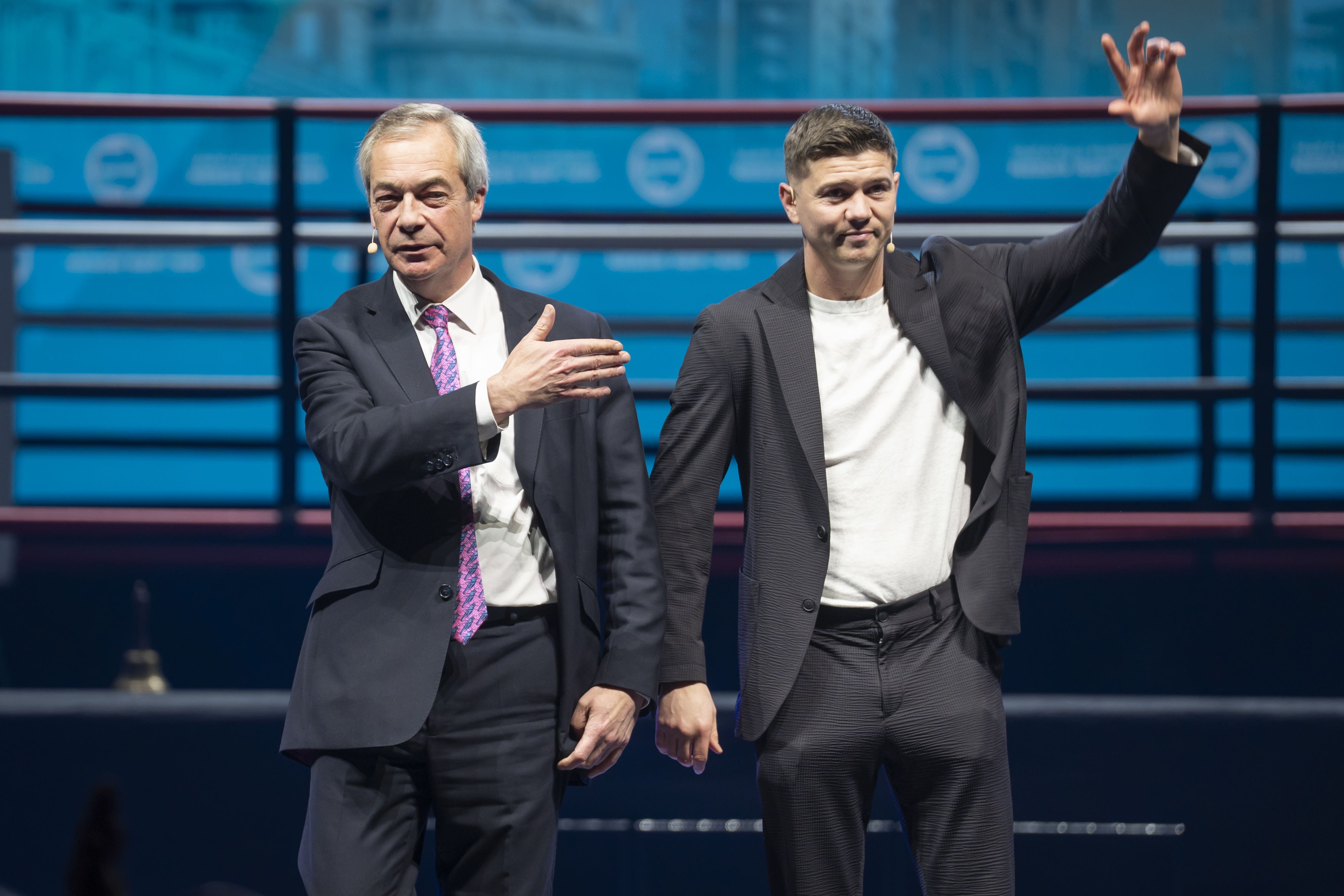 Reform UK leader Nigel Farage (left) with the party’s mayoral candidate for Hull, Luke Campbell MBE