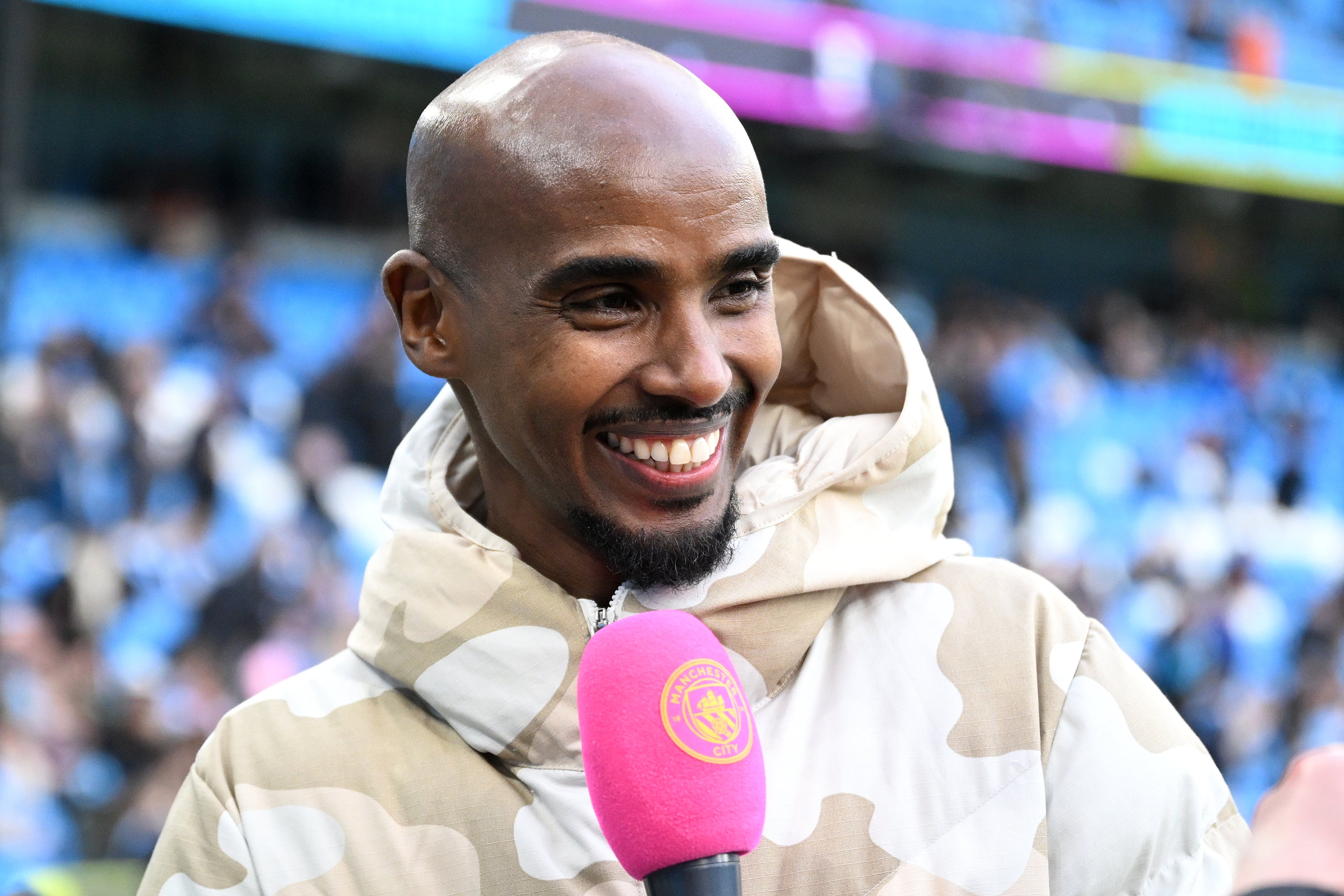 Sir Mo Farah at the Etihad Stadium