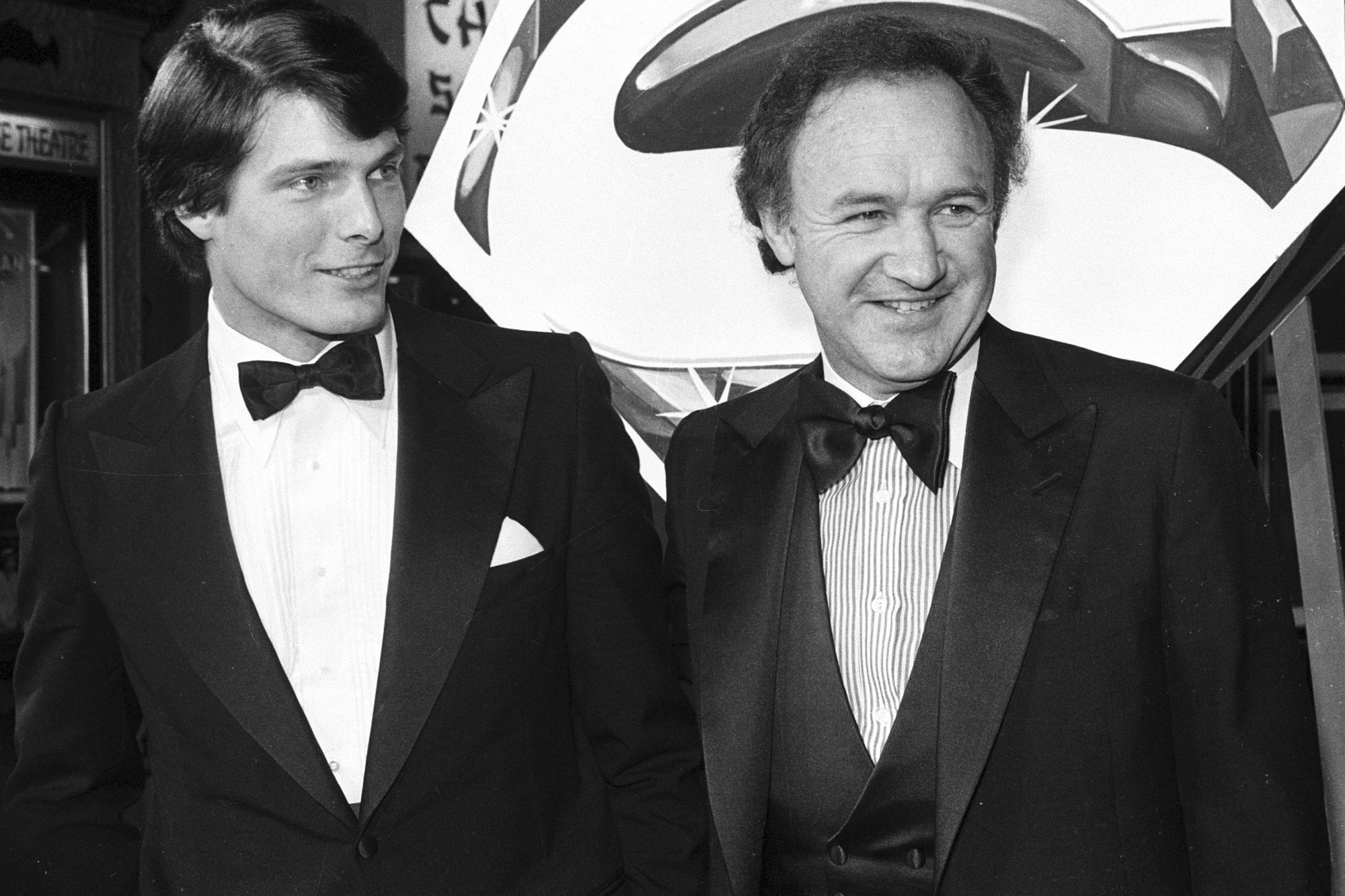 Superman star Christopher Reeve, left, and Gene Hackman in 1978