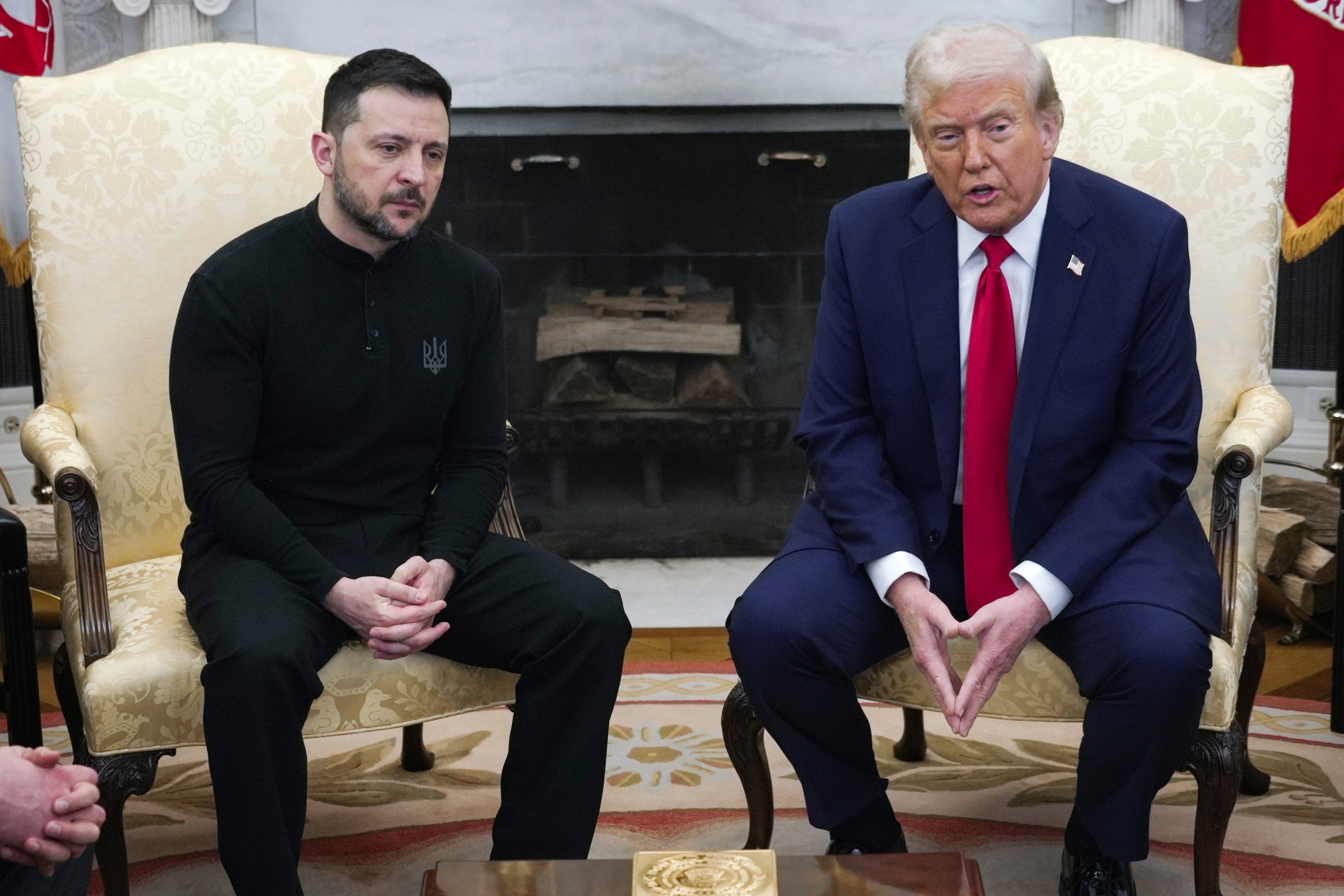 President Donald Trump, right, meets with Ukrainian President Volodymyr Zelensky in the Oval Office (AP/ Mystyslav Chernov)