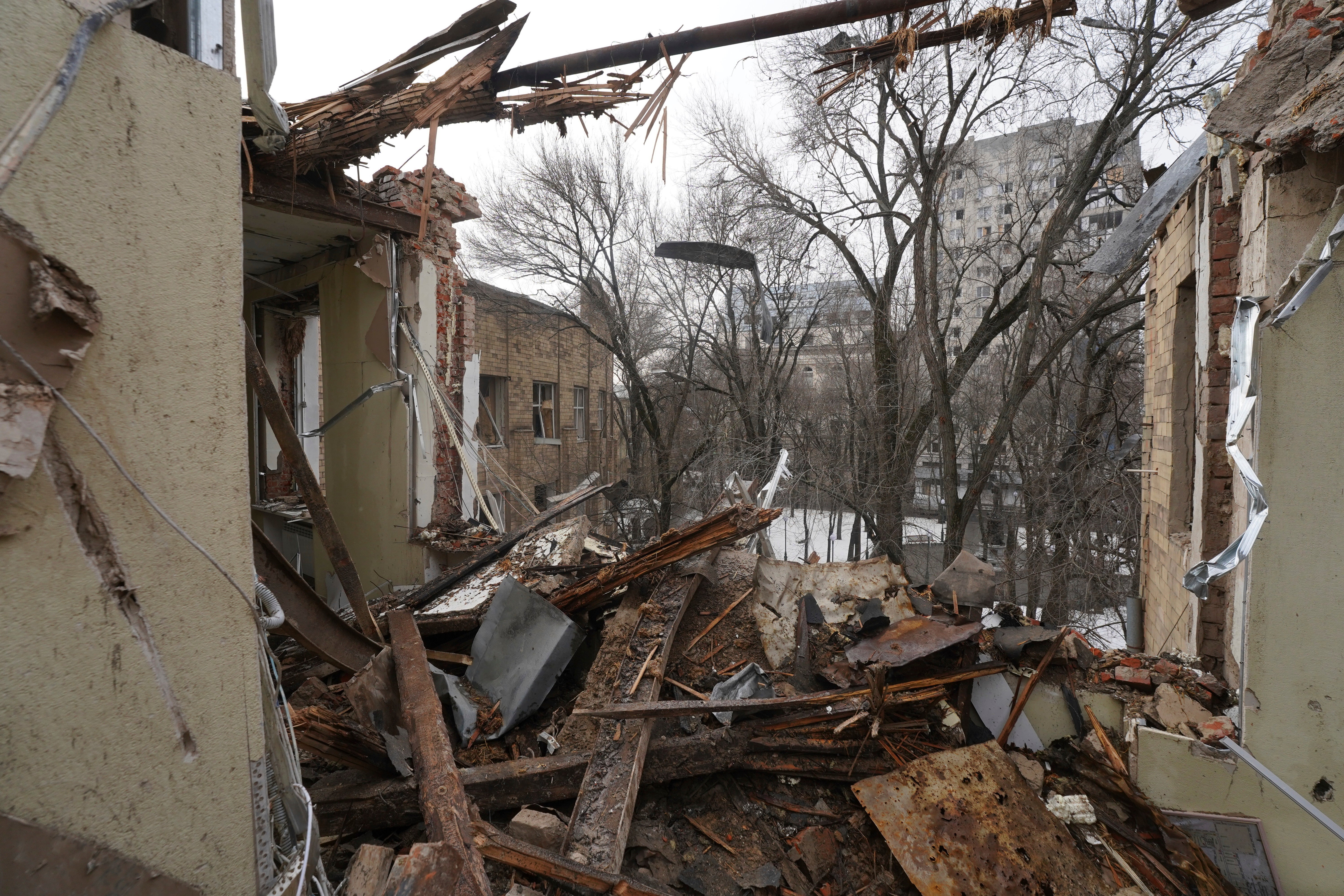 A view of a hospital damaged by a Russian strike, in Kharkiv, Ukraine