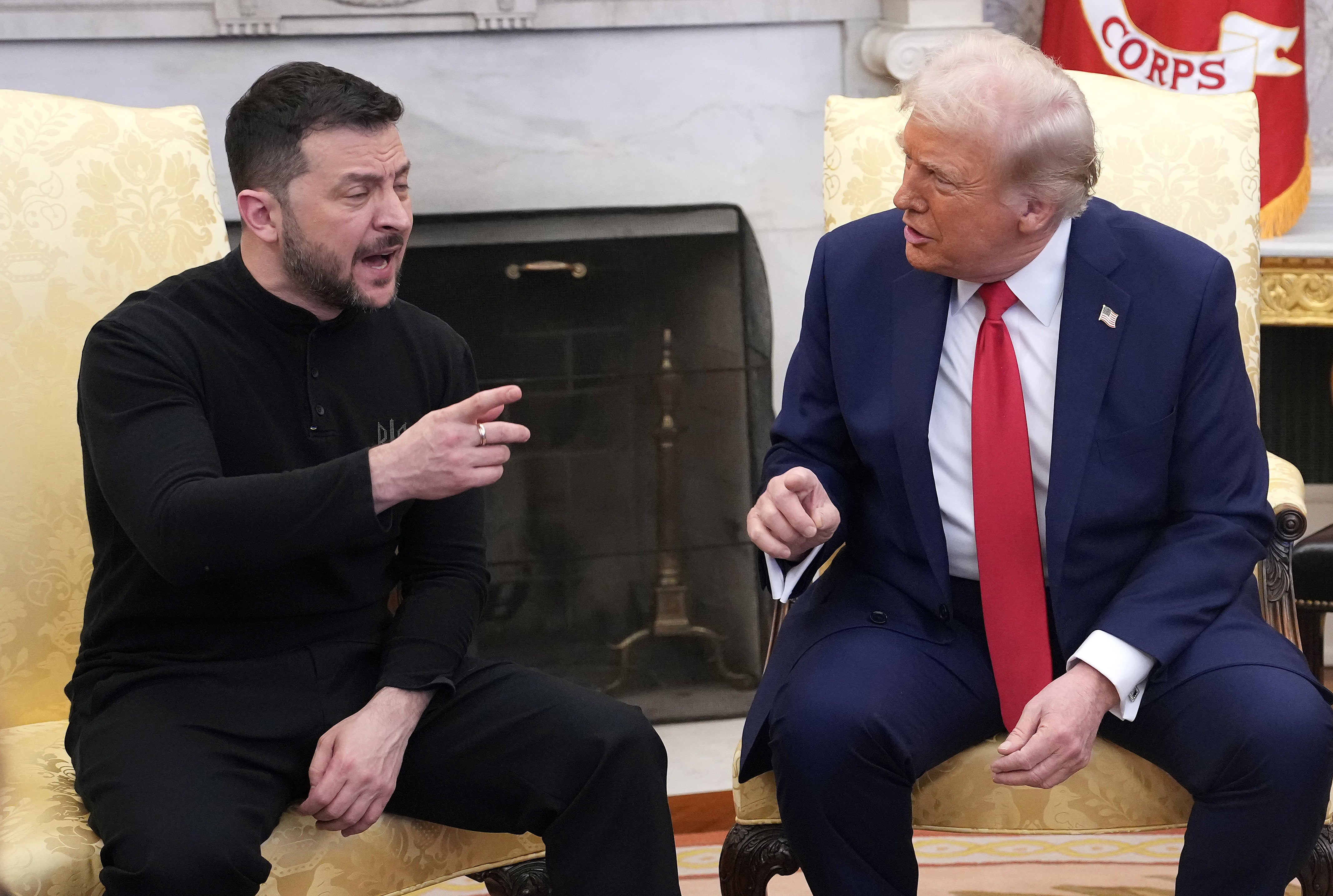 U.S. President Donald Trump and Ukrainian President Volodymyr Zelensky meet in the Oval Office at the White House on February 28, 2025 in Washington, DC. Their discussion in front of the cameras quickly went awry as they began to argue over aid to Ukraine and diplomatic efforts to end the war with Russia