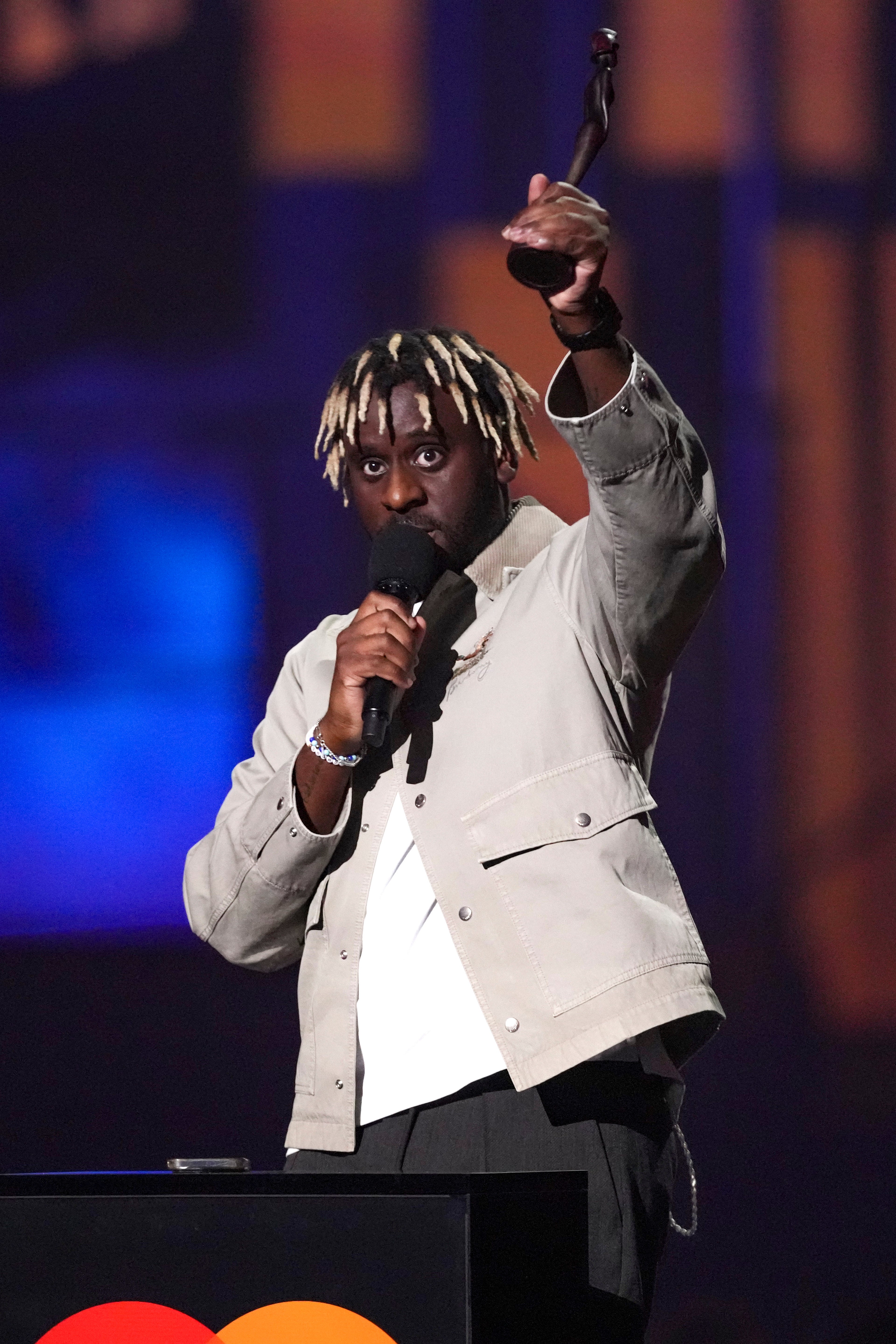Smith accepts the Rising Star award during the Brits