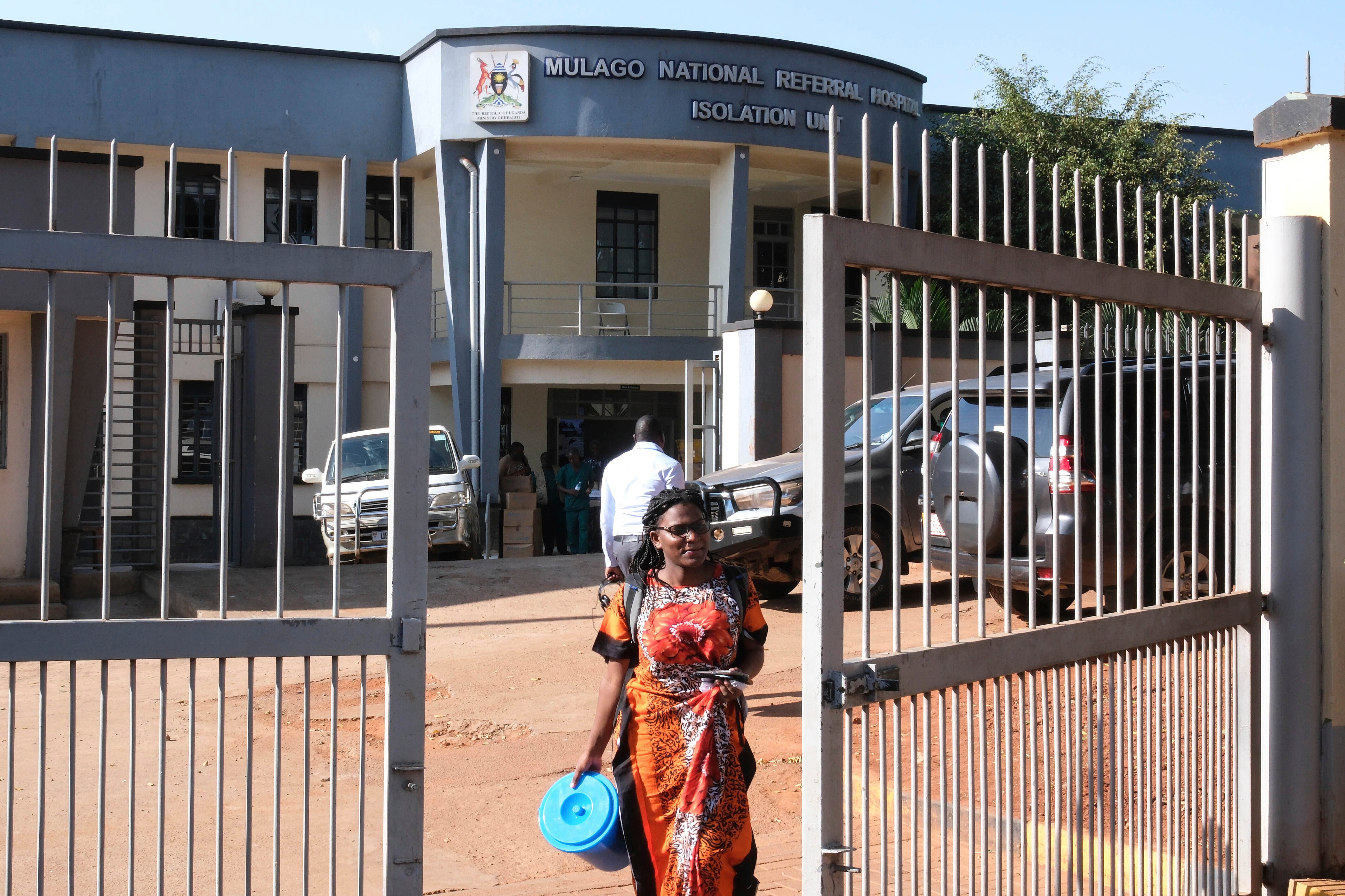 Rita Ninsiina, ebola survivor, leaving the isolation centre at Mulago Referral Hospital in Kampala, Uganda