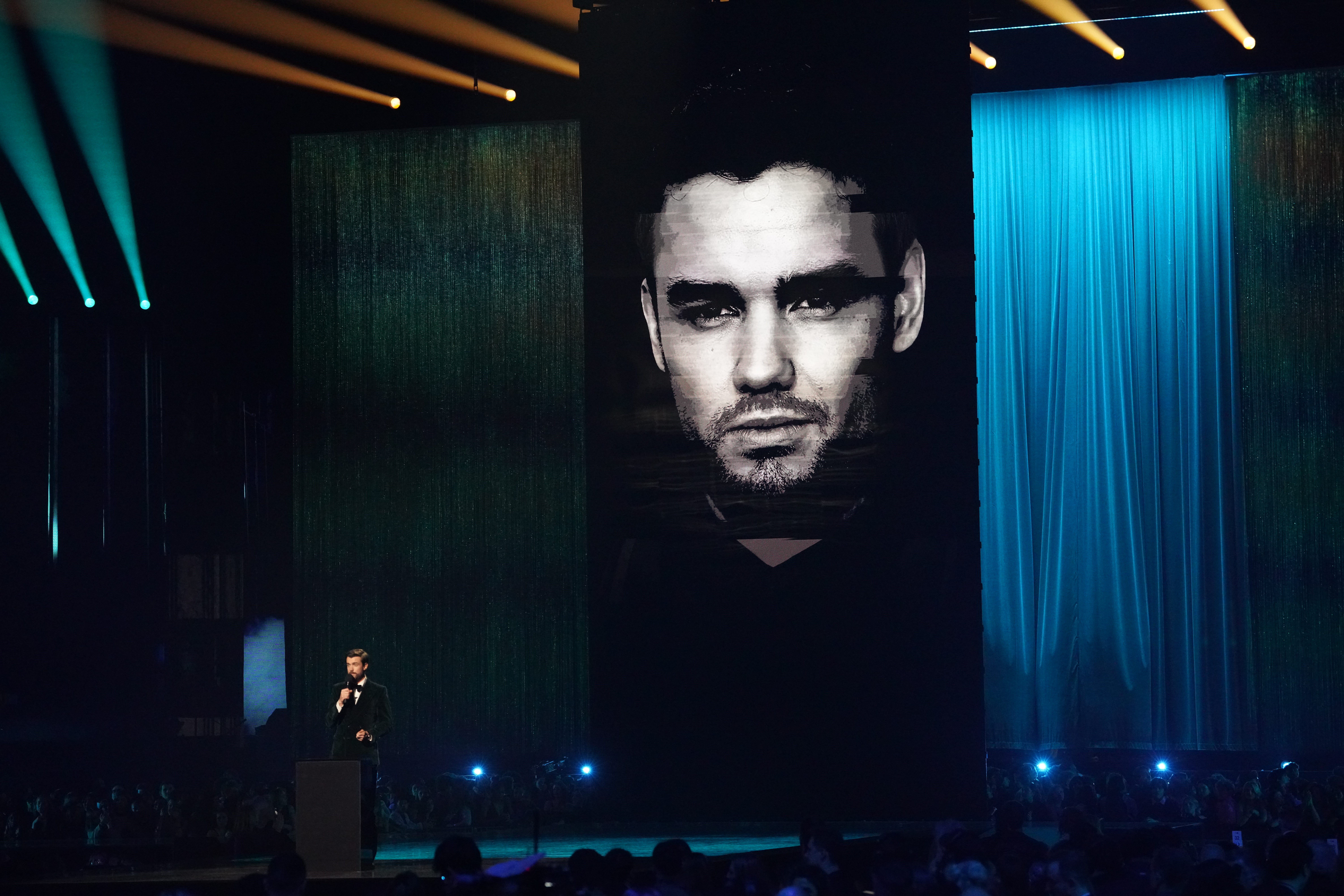 A video montage in memory of Liam Payne is played during The Brit Awards 2025 at London’s O2 Arena (Lucy North/PA)