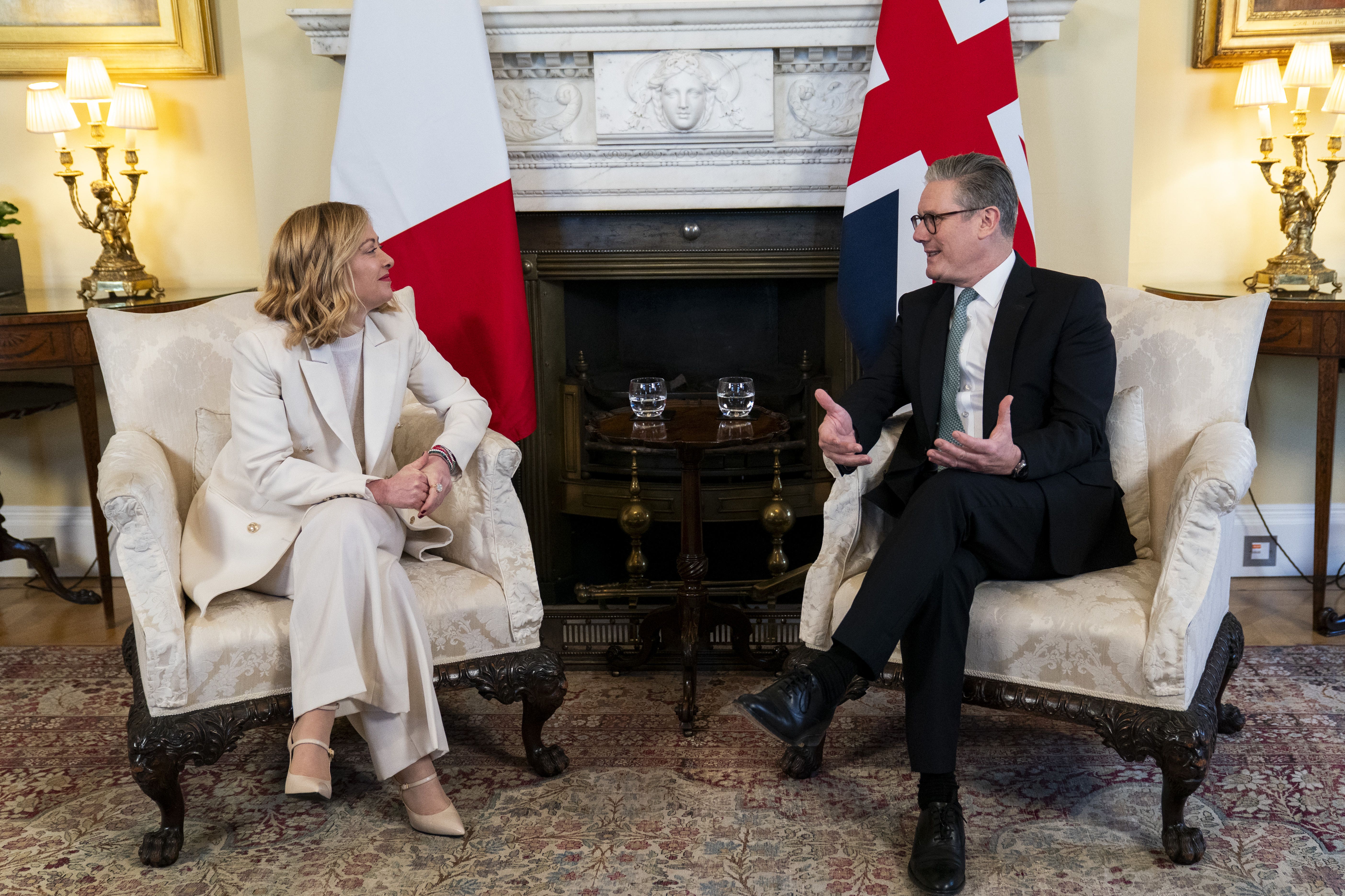 Prime Minster Sir Keir Starmer with Giorgia Meloni (Ben Whitley/PA)