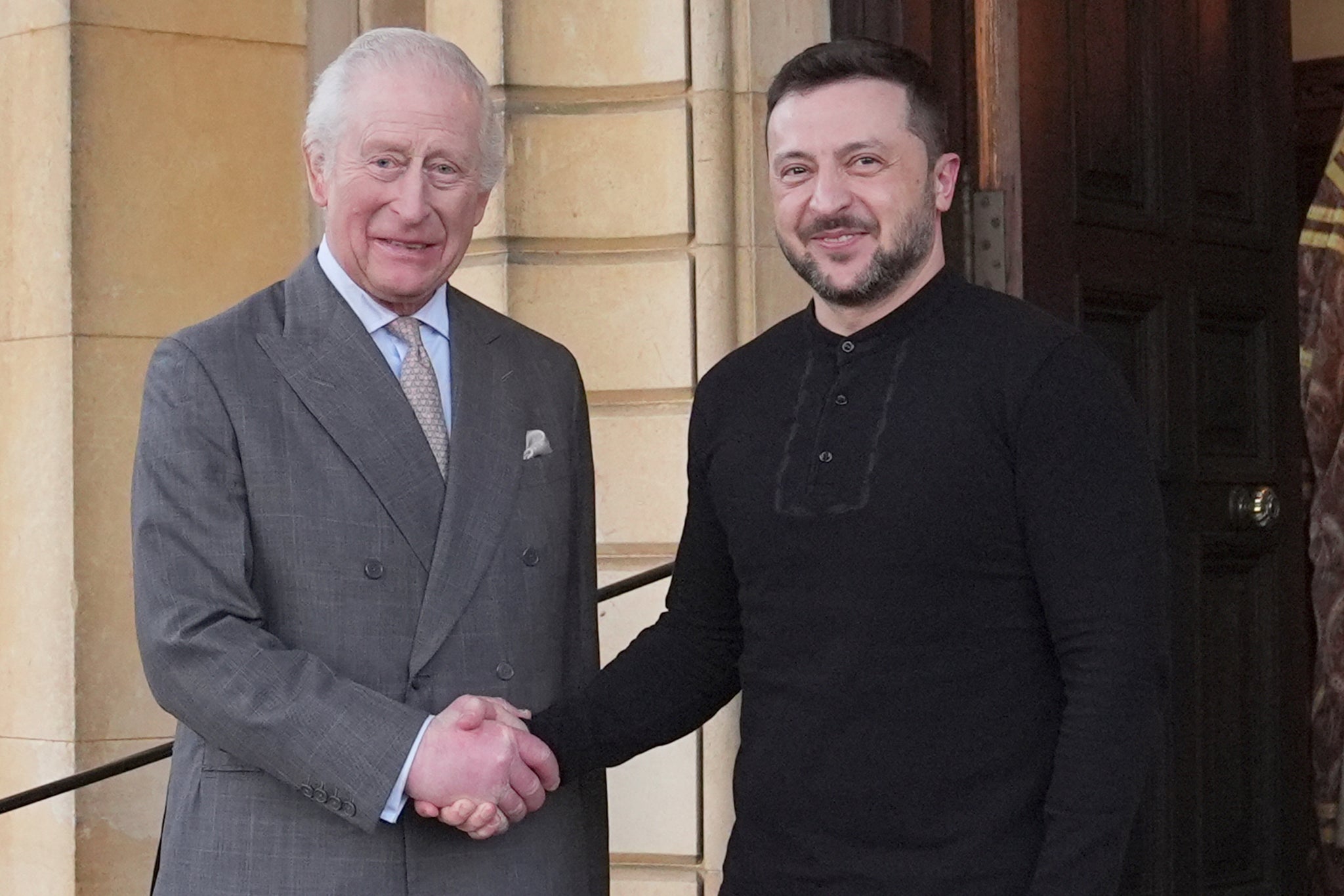 The Ukrainian president was given a warm reception by King Charles