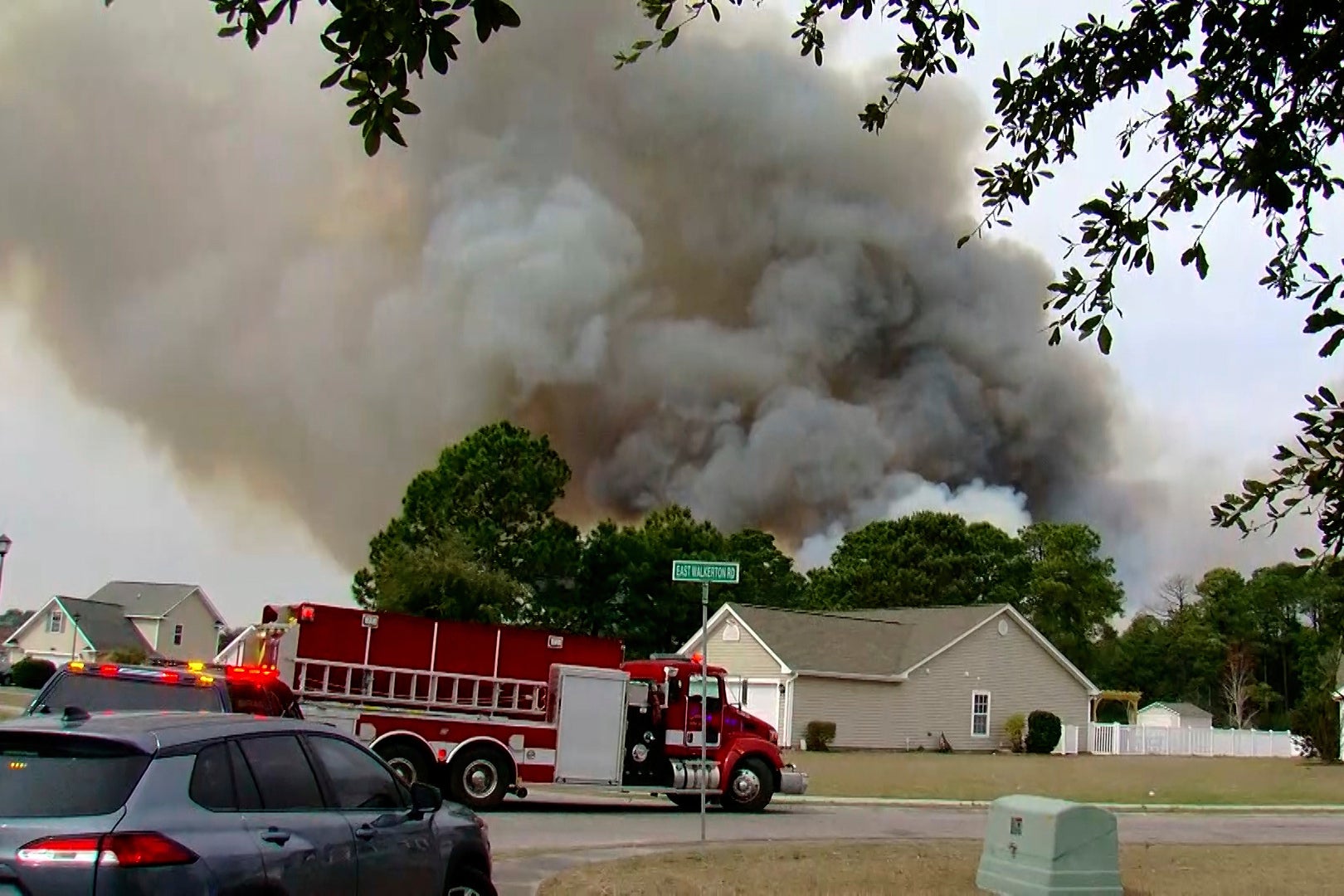 Crews work to contain a wildfire near Myrtle Beach, South Carolina