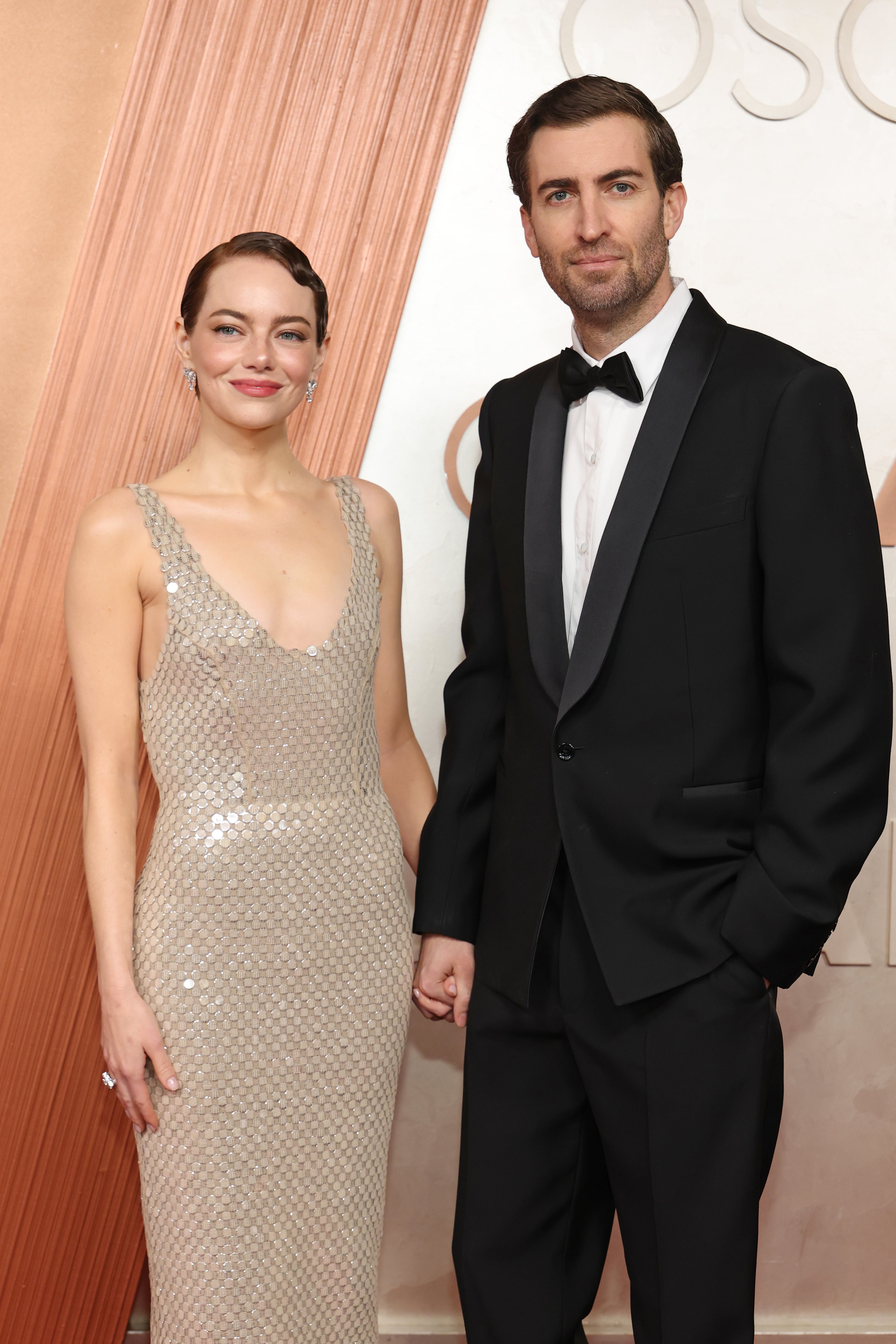 Stone arrived with her husband Dave McCary on her arm for the ceremony after taking home an Oscar last year