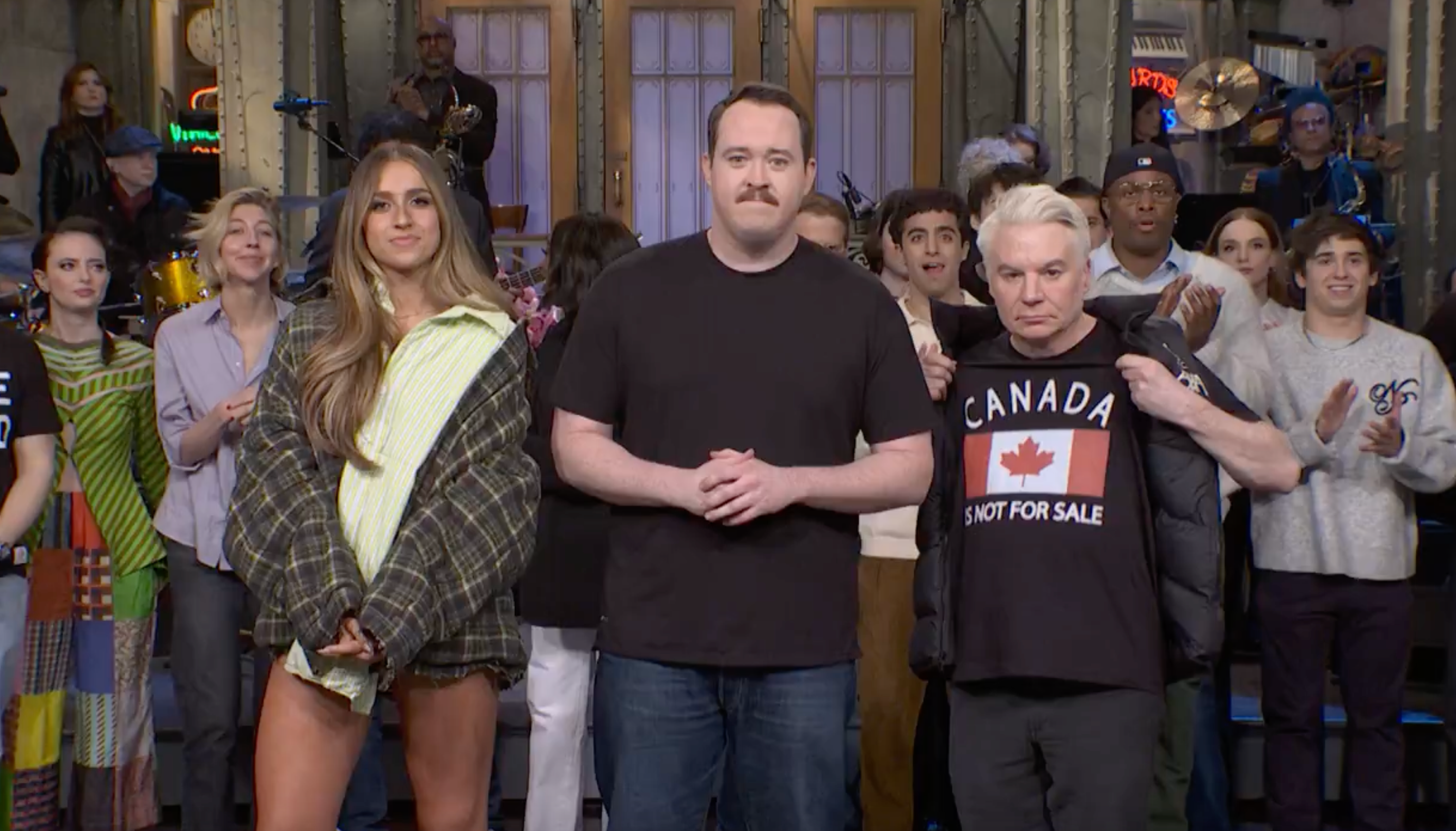 Myers, right, made his feelings clear with a slogan t-shirt