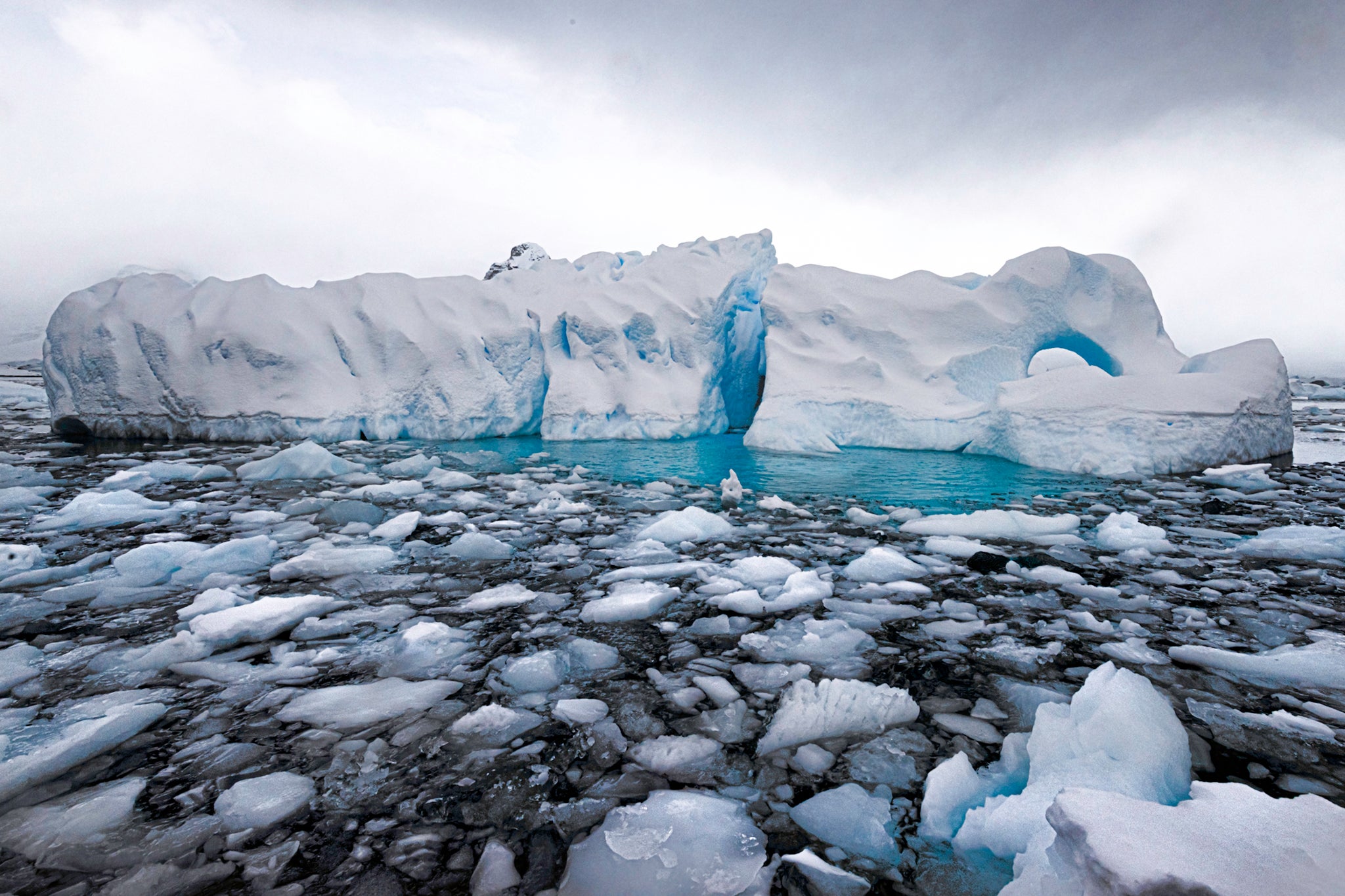 Iceberg floating in waters of the Antarctic