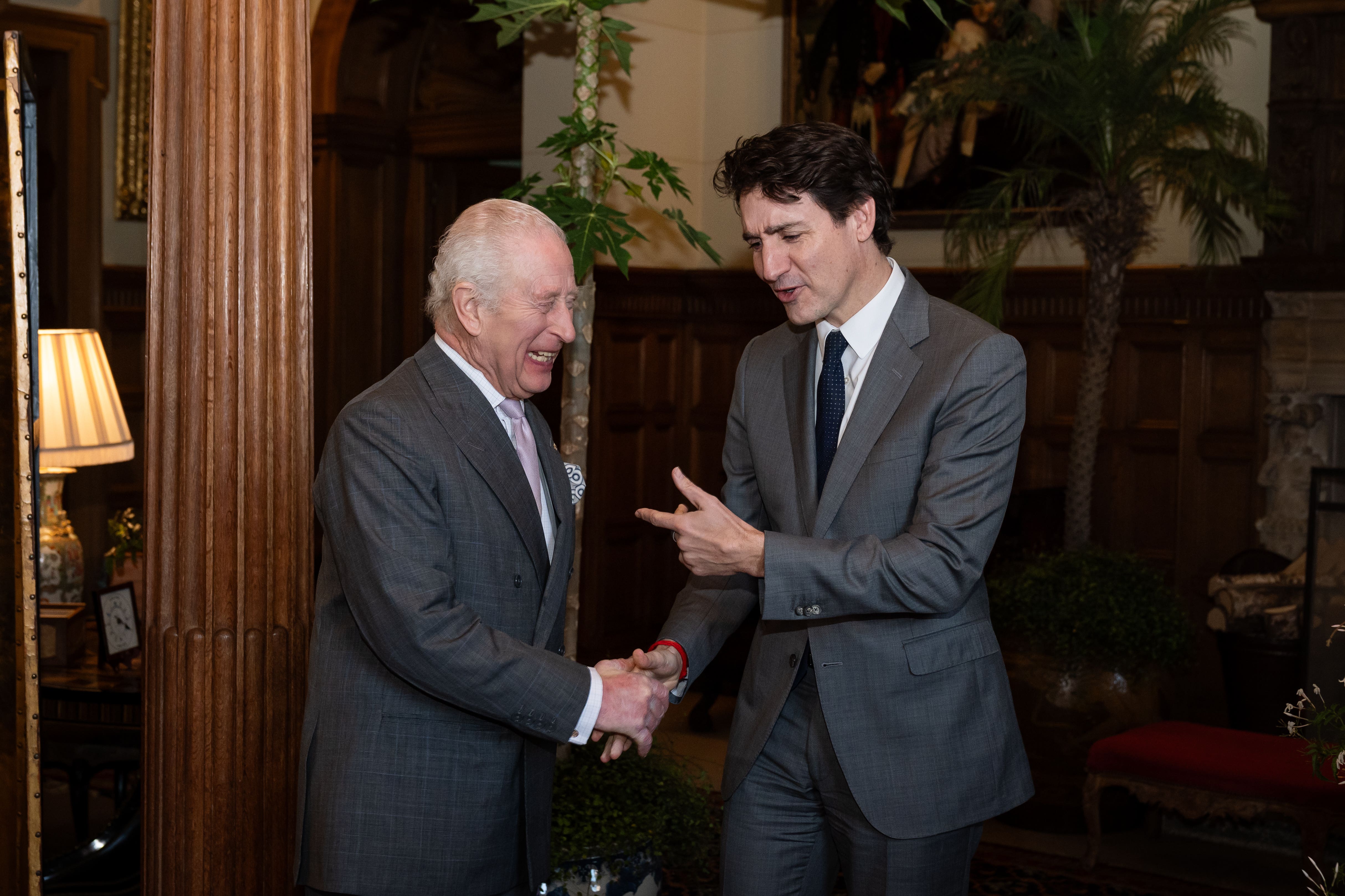 The King welcomed Canadian Prime Minister Justin Trudeau to Sandringham (Aaron Chown/PA)