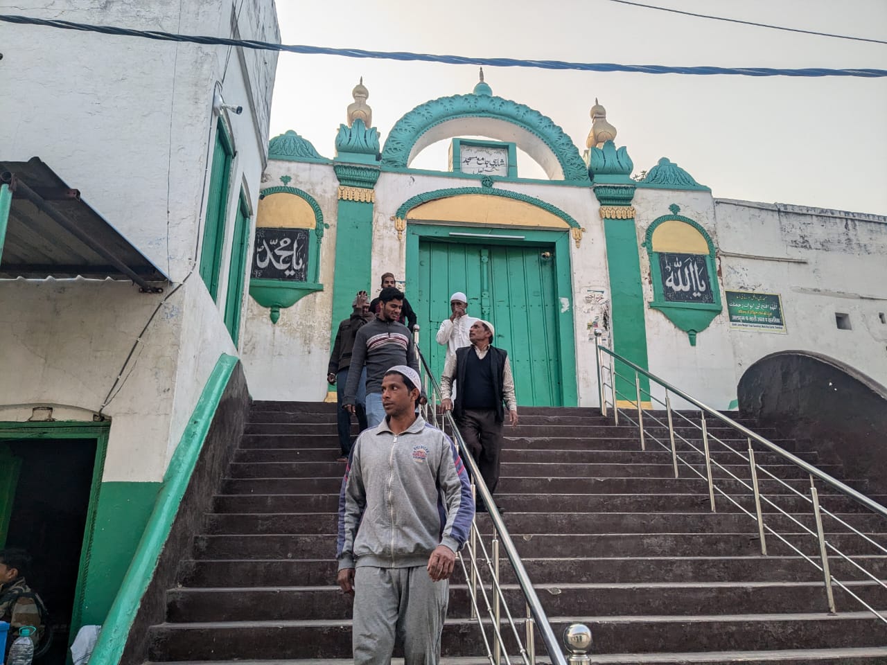 Worshippers leaving Shahi Jama Masjid after offering namaz